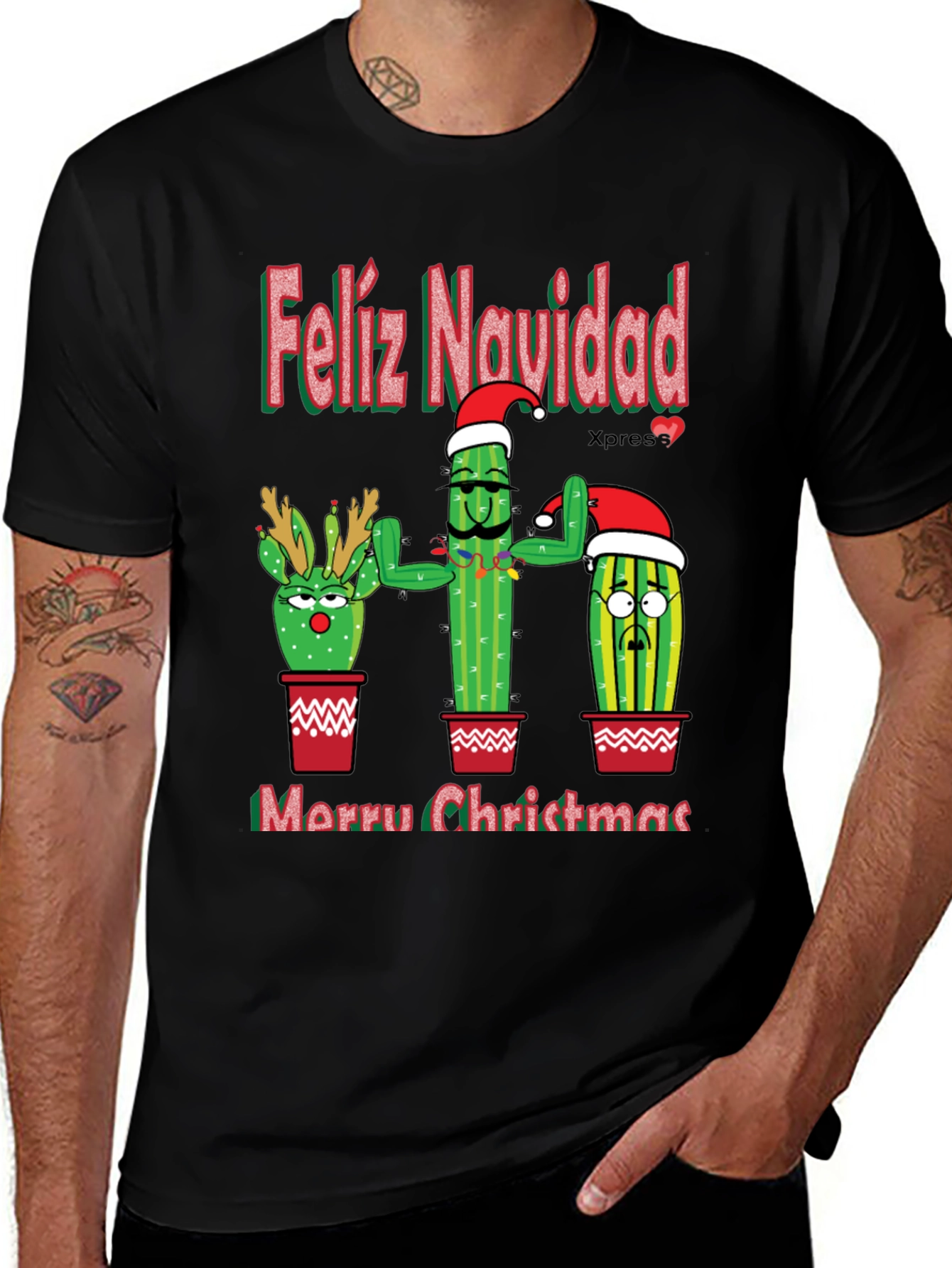 Feliz Navidad Christmas Cactus T-Shirt Holiday Tee