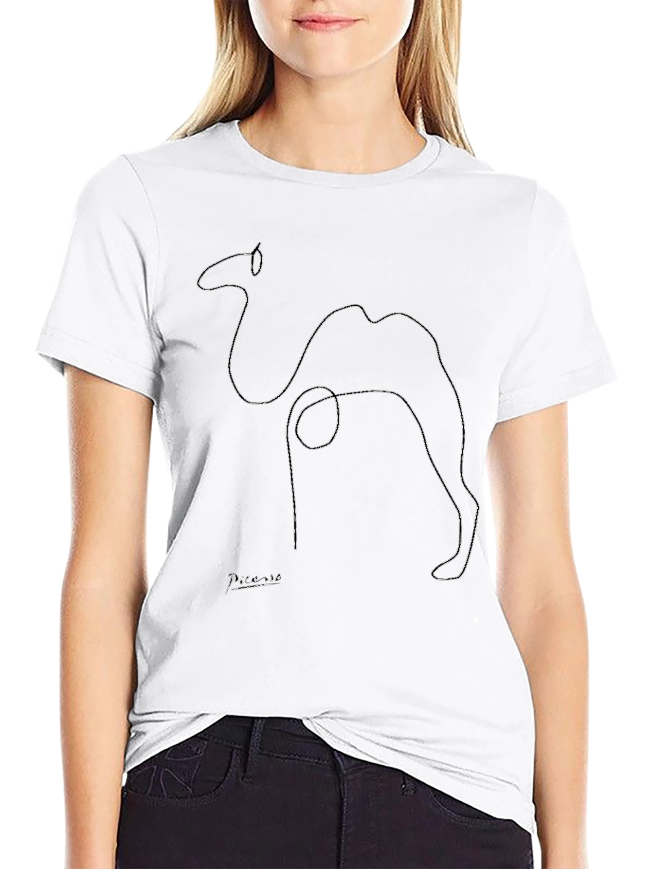 Black Camel Line Art Graphic Tee