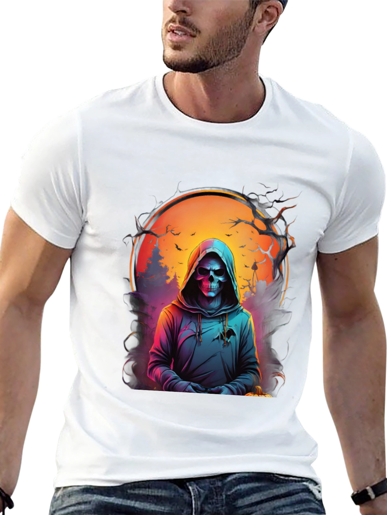 Grim Reaper Graphic Tee - Spooky Halloween Shirt