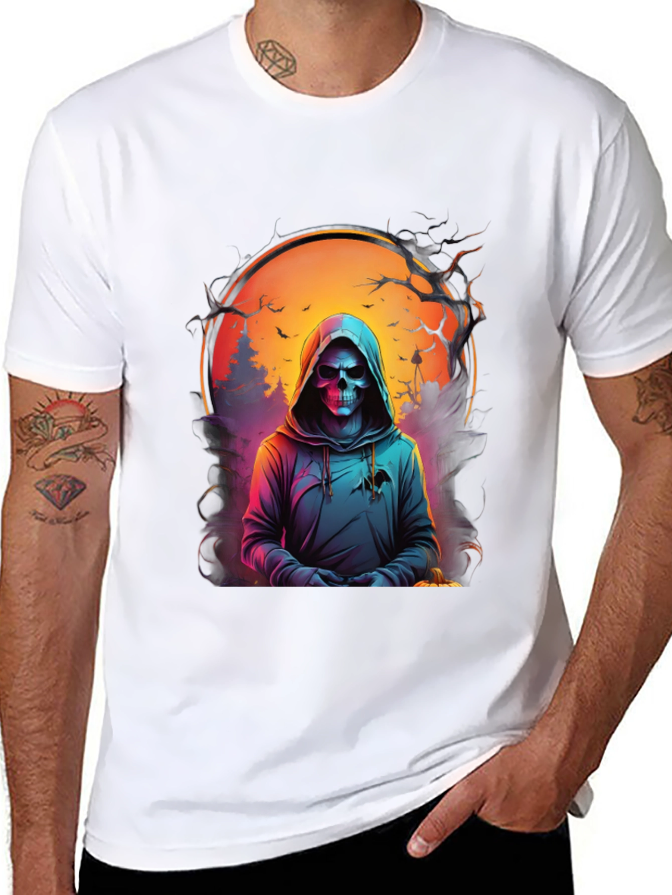 Grim Reaper Graphic Tee - Spooky Halloween Shirt