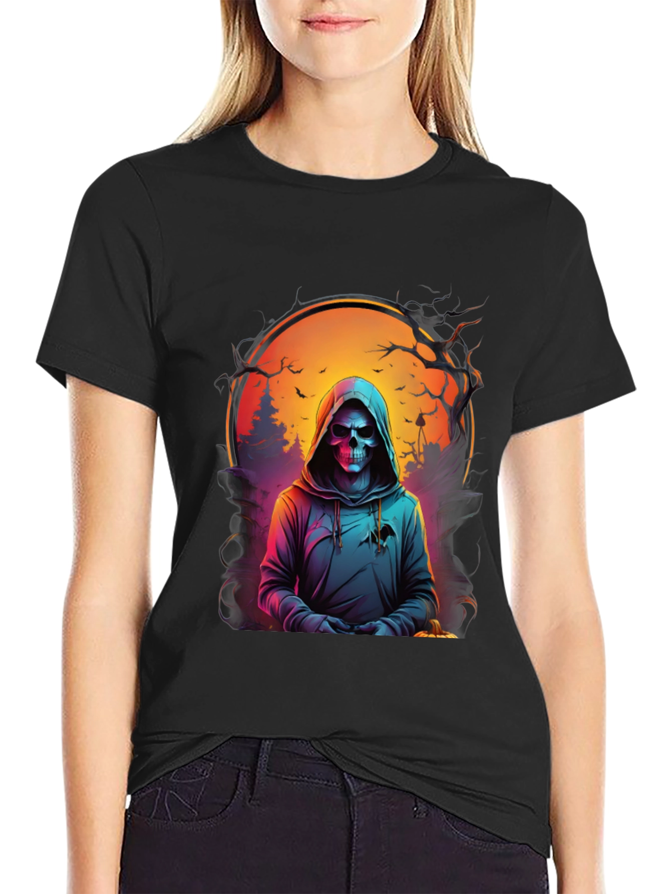 Grim Reaper Graphic Tee - Spooky Halloween Shirt