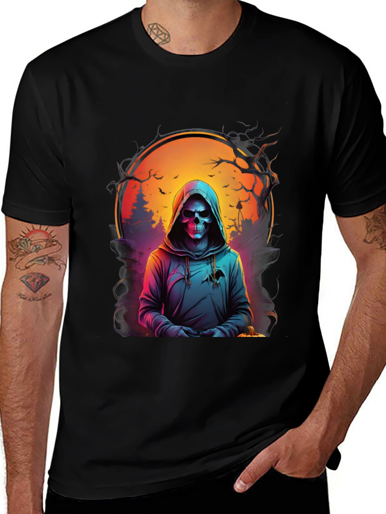 Grim Reaper Graphic Tee - Spooky Halloween Shirt