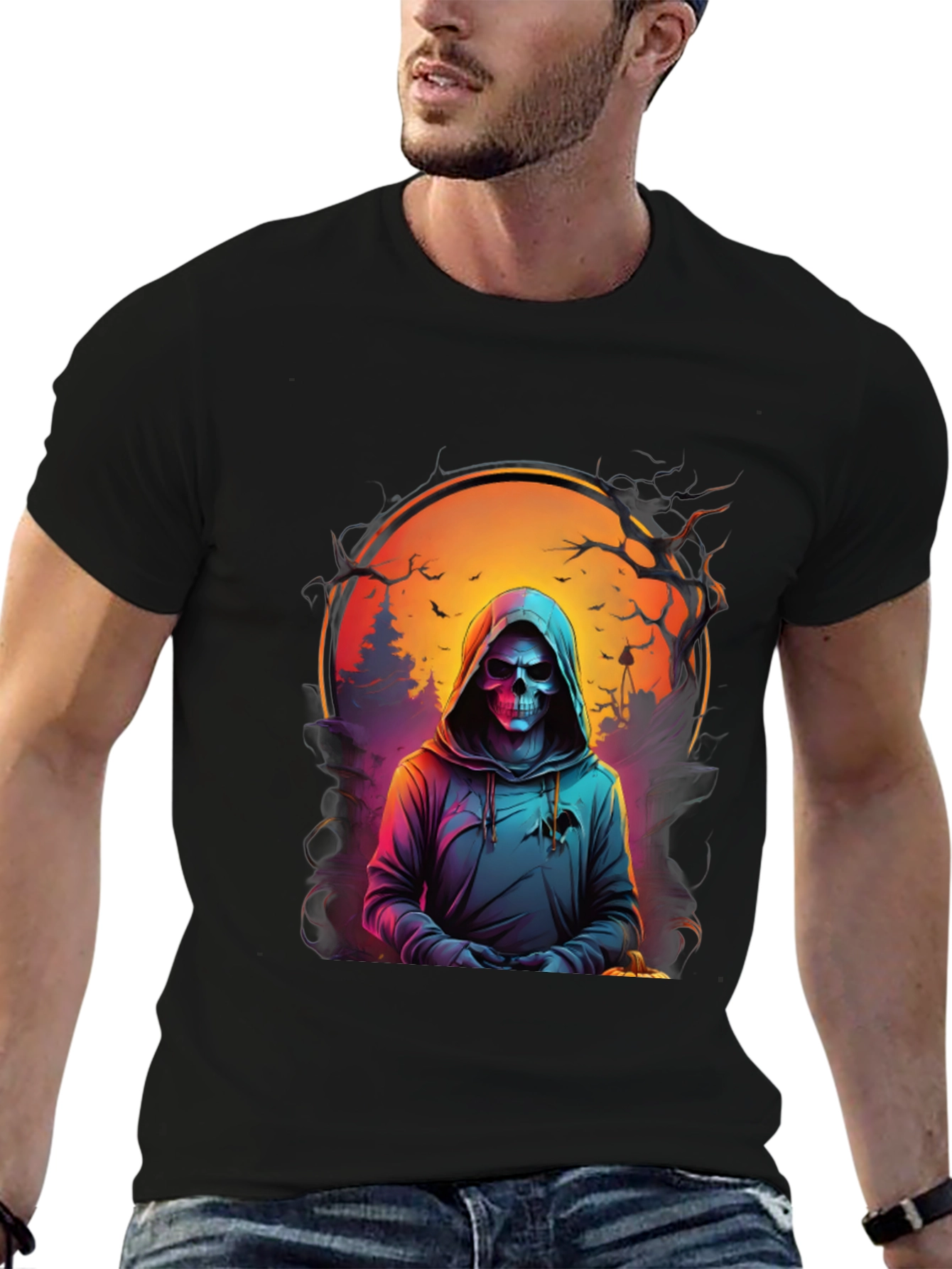 Grim Reaper Graphic Tee - Spooky Halloween Shirt