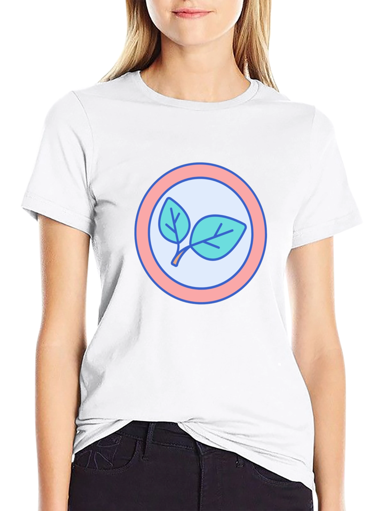 Leaf Circle Graphic T-Shirt - Modern Casual Tee