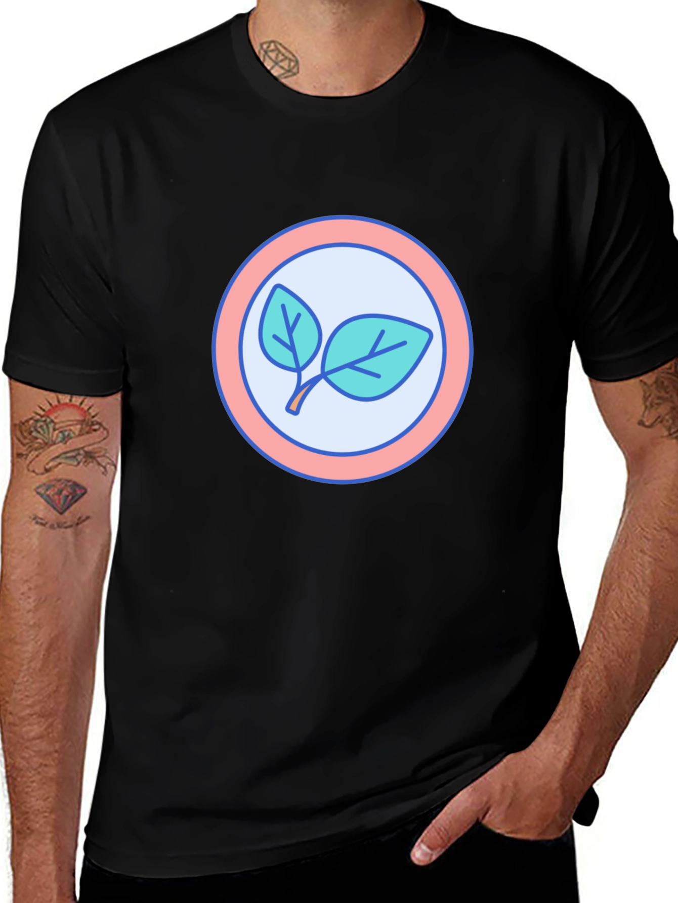 Leaf Circle Graphic T-Shirt - Modern Casual Tee