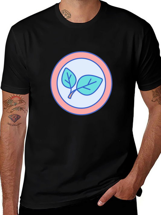 Leaf Circle Graphic T-Shirt - Modern Casual Tee