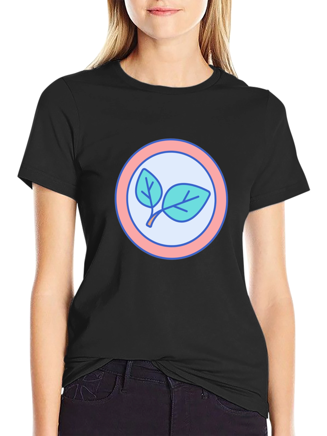 Leaf Circle Graphic T-Shirt - Modern Casual Tee