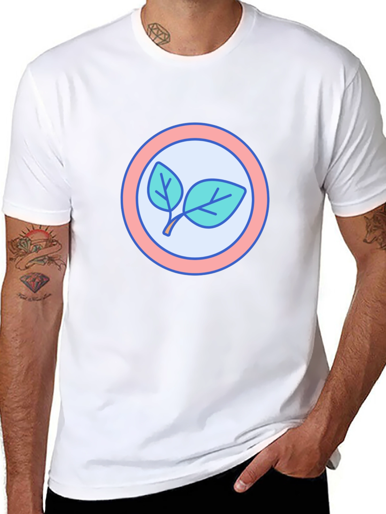 Leaf Circle Graphic T-Shirt - Modern Casual Tee