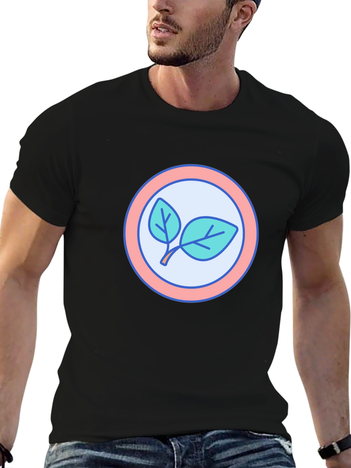 Leaf Circle Graphic T-Shirt - Modern Casual Tee