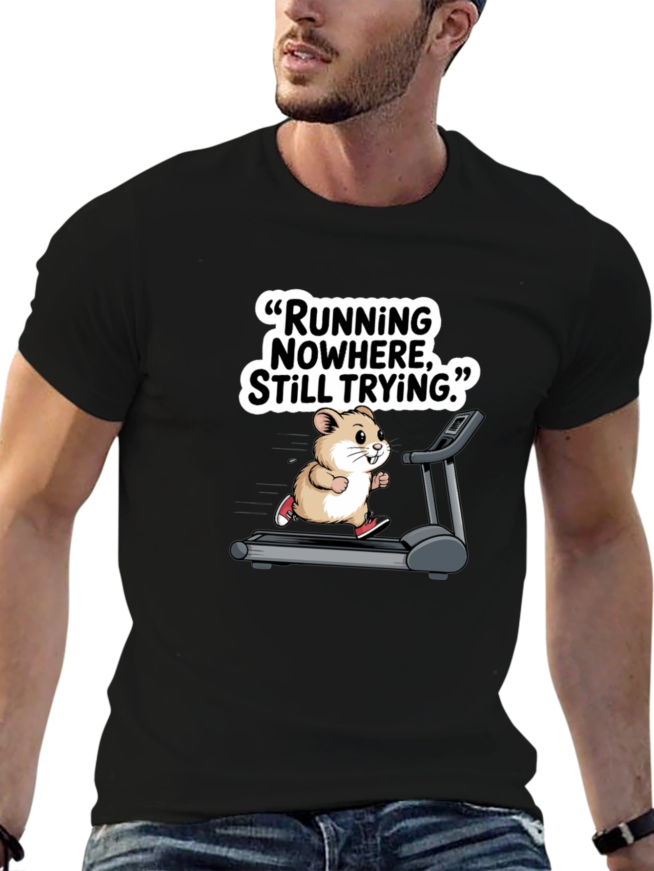 Hamster Treadmill Graphic Tee - Funny Workout Shirt