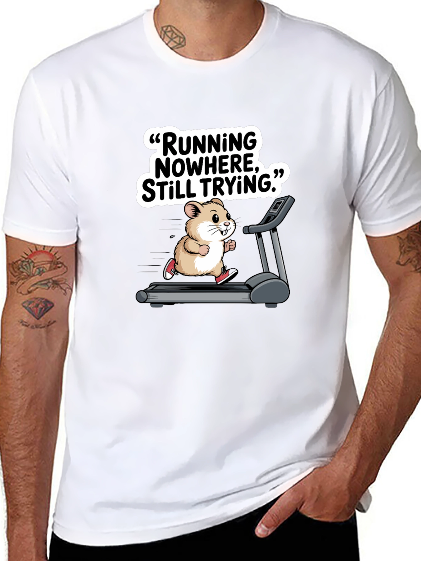 Hamster Treadmill Graphic Tee - Funny Workout Shirt