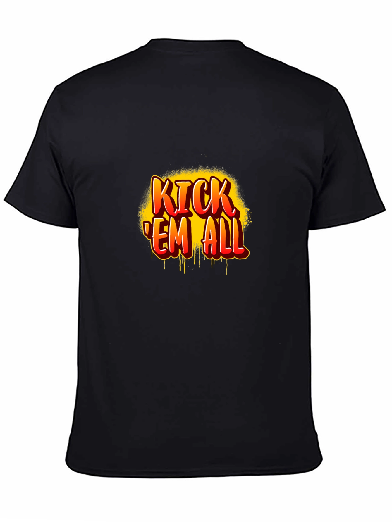 Kick Em All Graphic Print Black T-Shirt