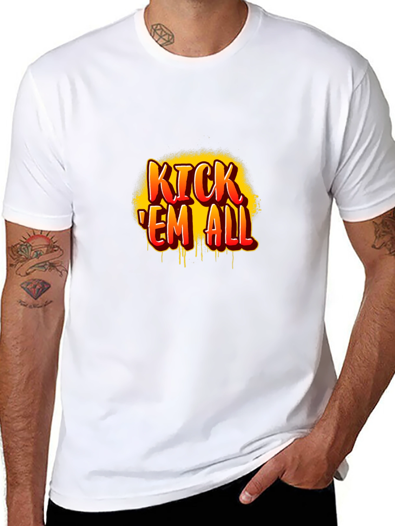 Kick Em All Graphic Print Black T-Shirt