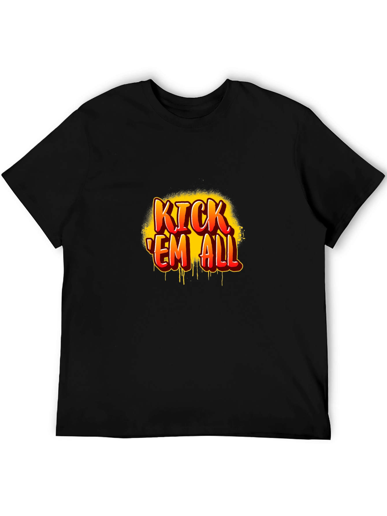 Kick Em All Graphic Print Black T-Shirt