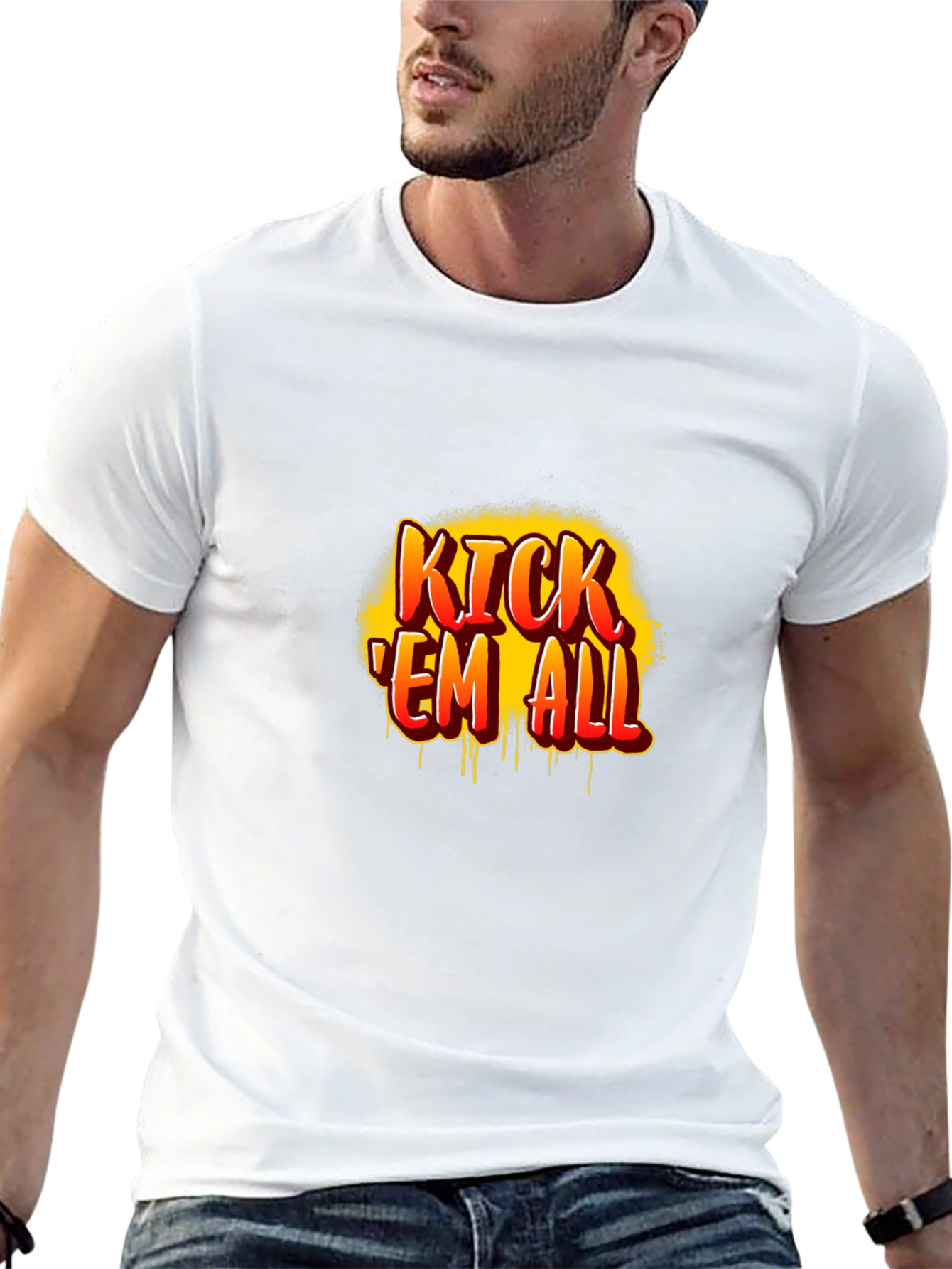Kick Em All Graphic Print Black T-Shirt