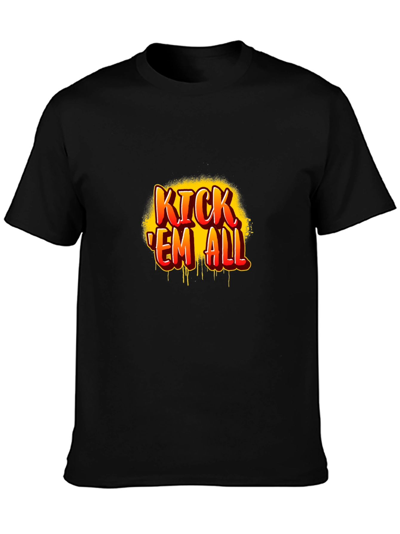 Kick Em All Graphic Print Black T-Shirt