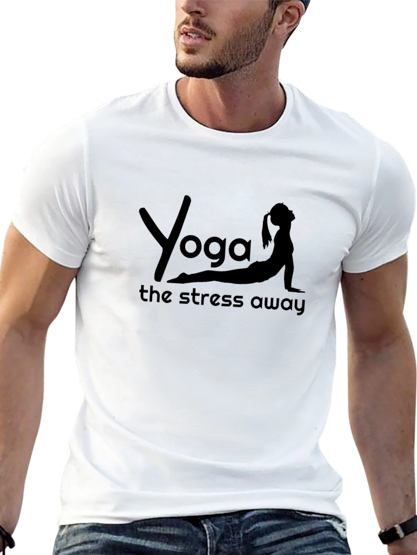 Yoga The Stress Away Black T-Shirt