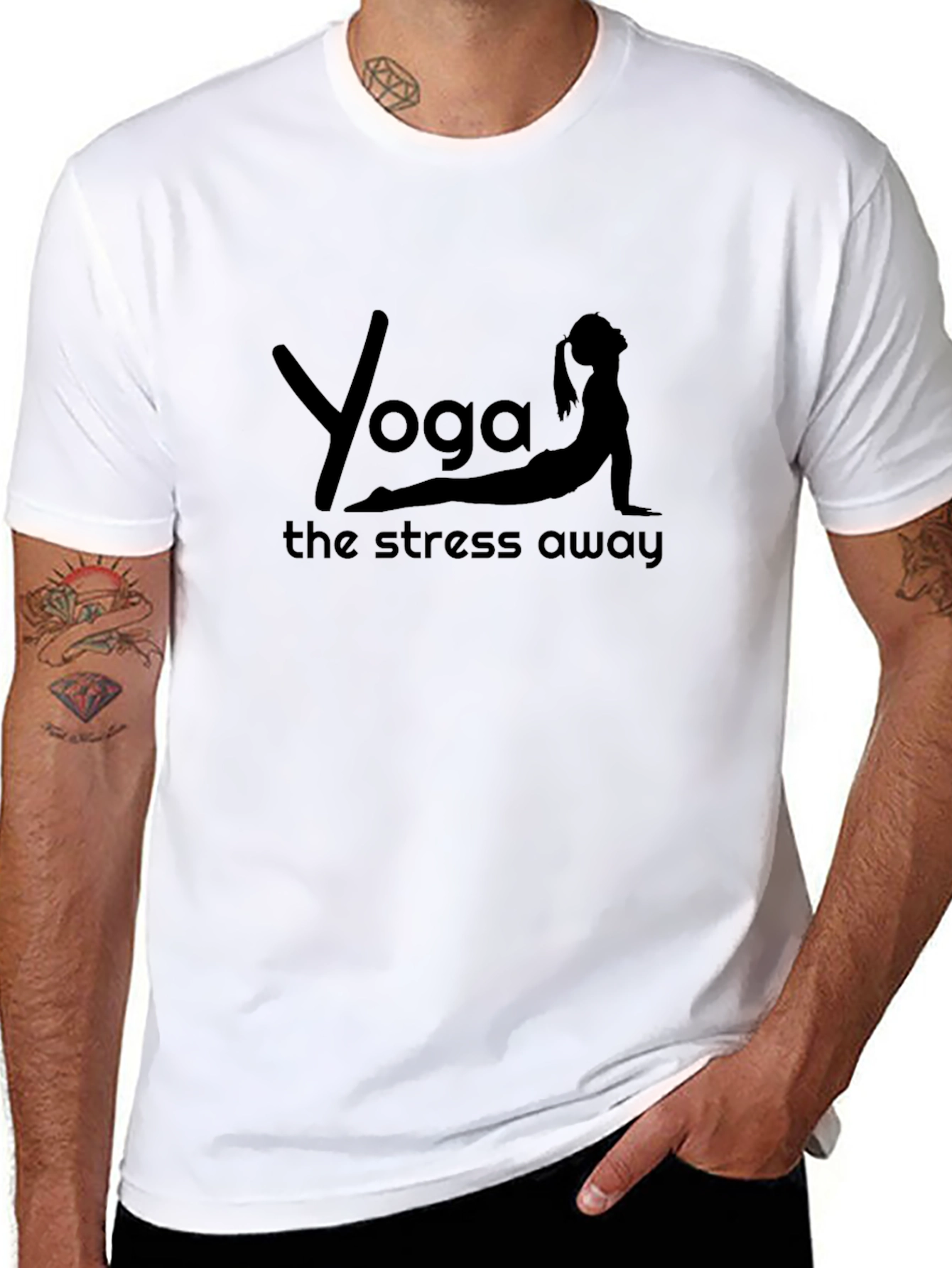 Yoga The Stress Away Black T-Shirt