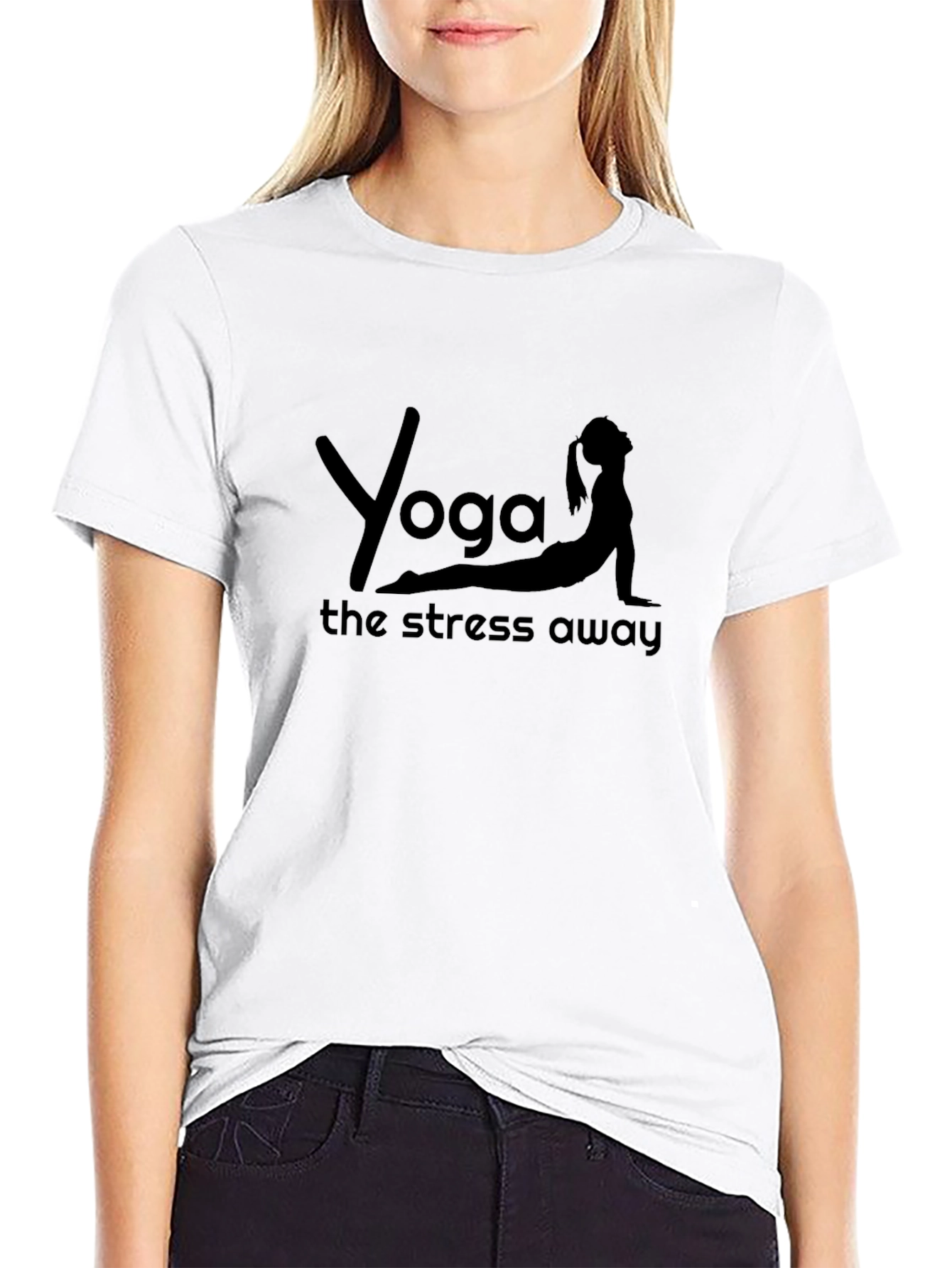 Yoga The Stress Away Black T-Shirt