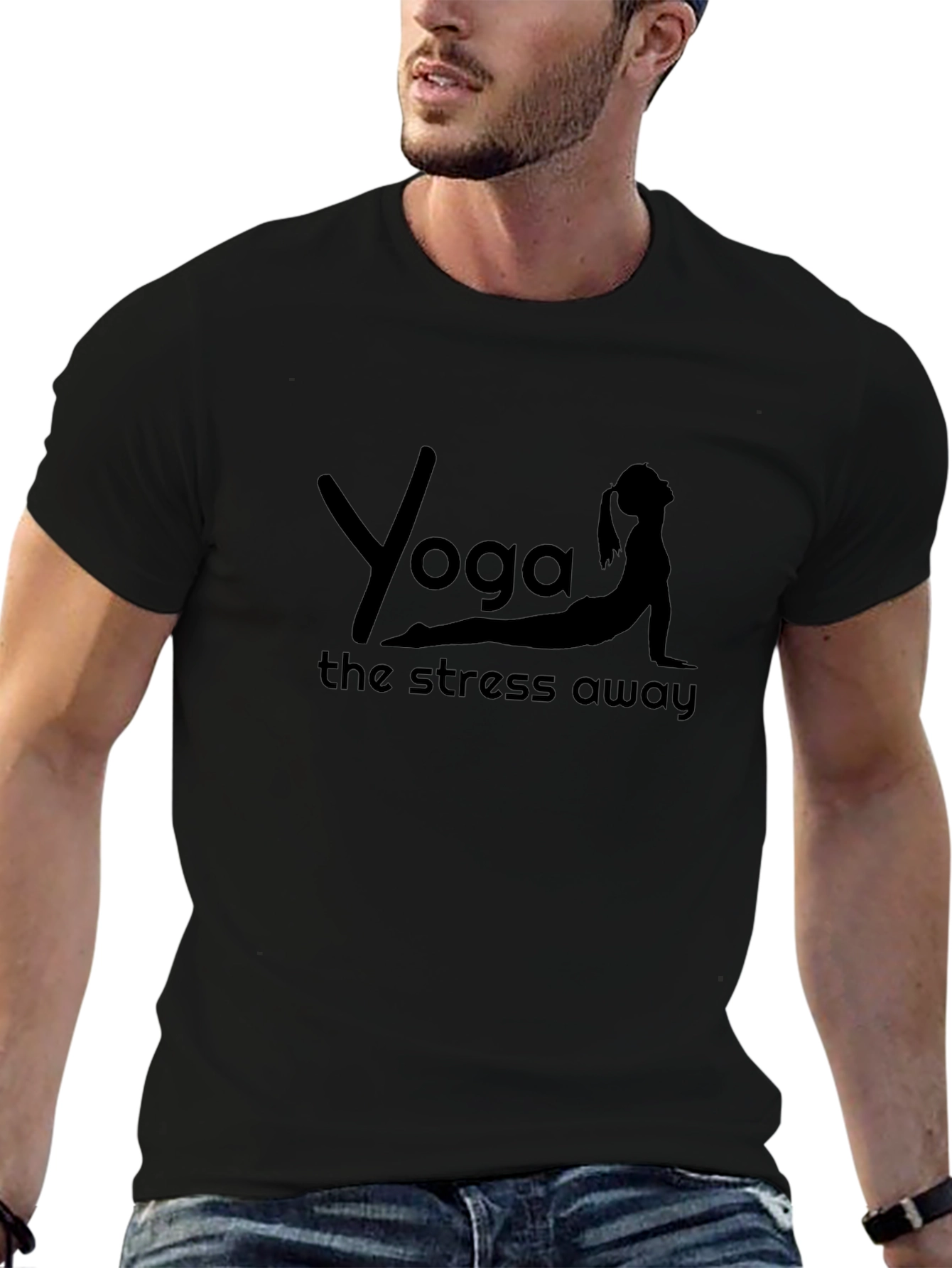 Yoga The Stress Away Black T-Shirt