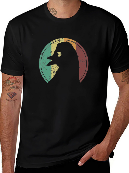 Retro Crow Graphic Tee - Vintage Style Black T-Shirt