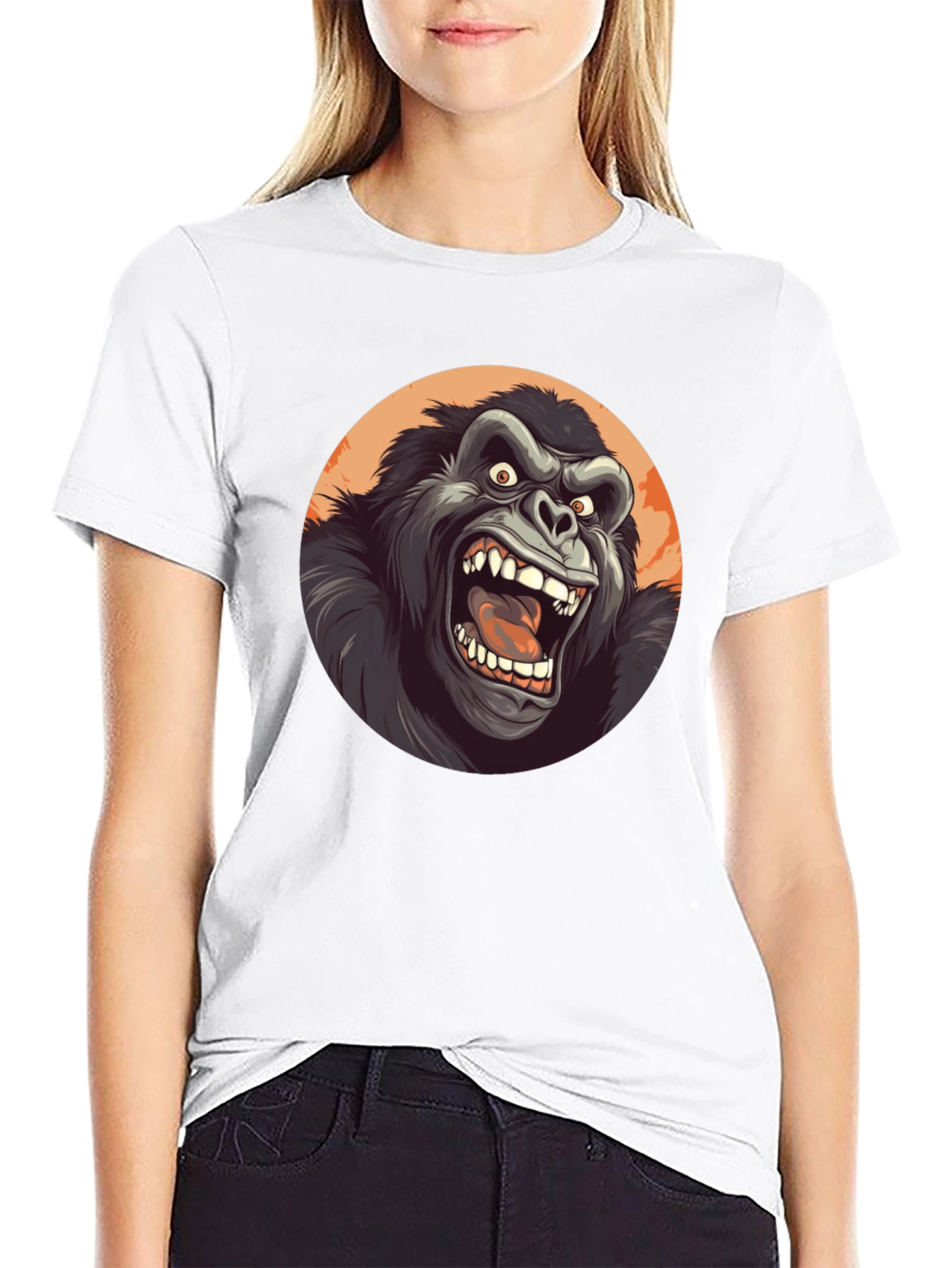 Roaring Gorilla Graphic Tee - Black Crew Neck