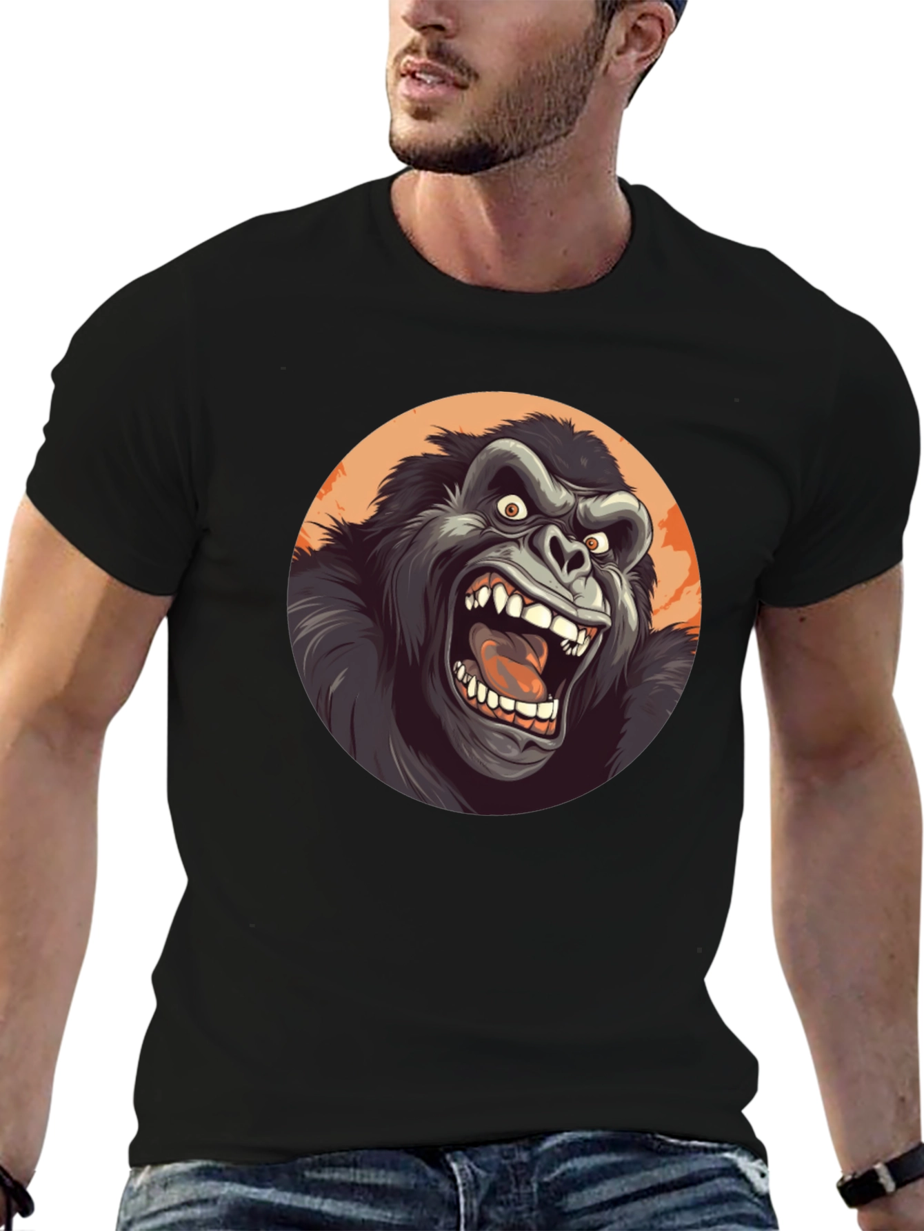 Roaring Gorilla Graphic Tee - Black Crew Neck