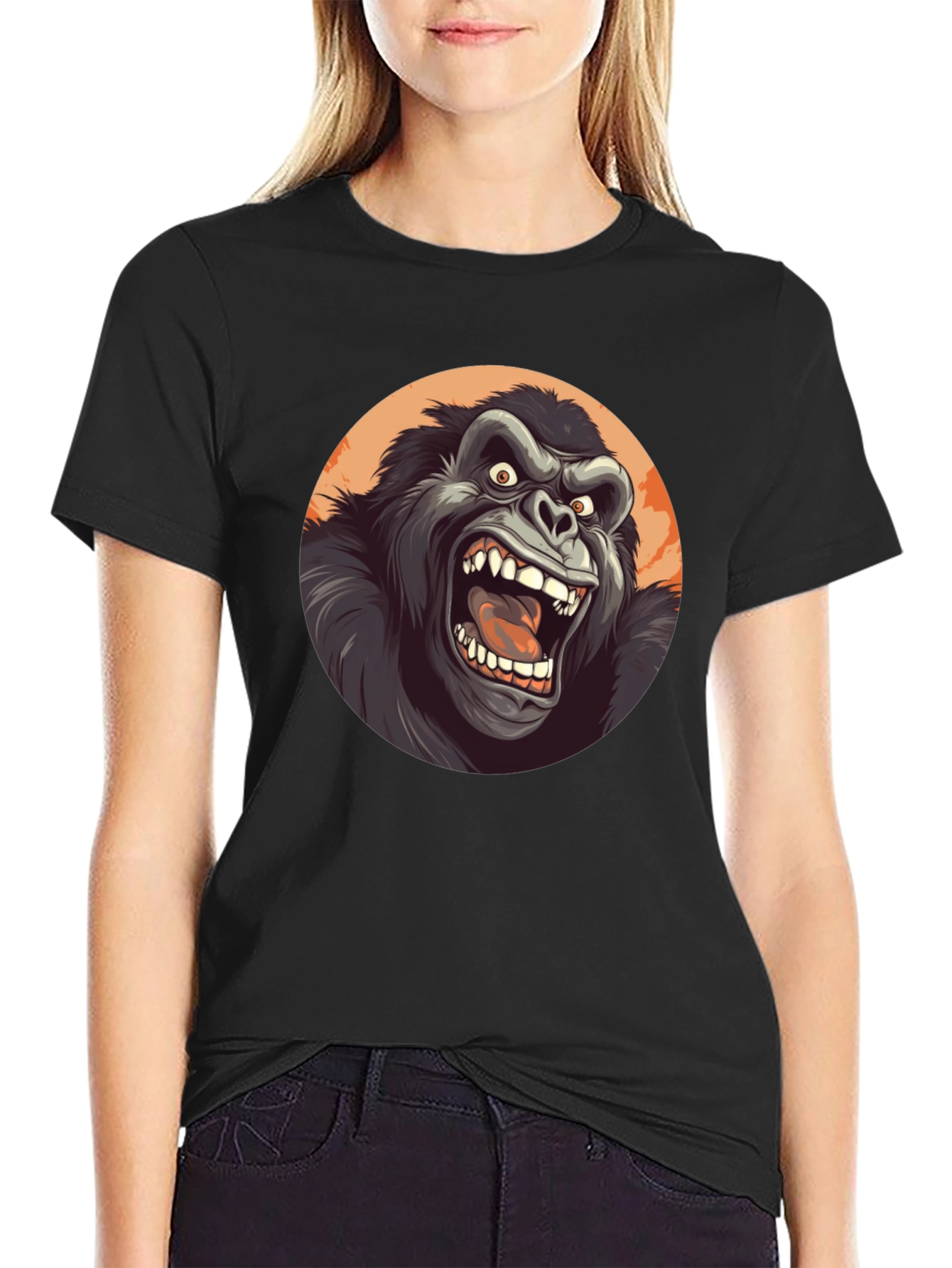 Roaring Gorilla Graphic Tee - Black Crew Neck