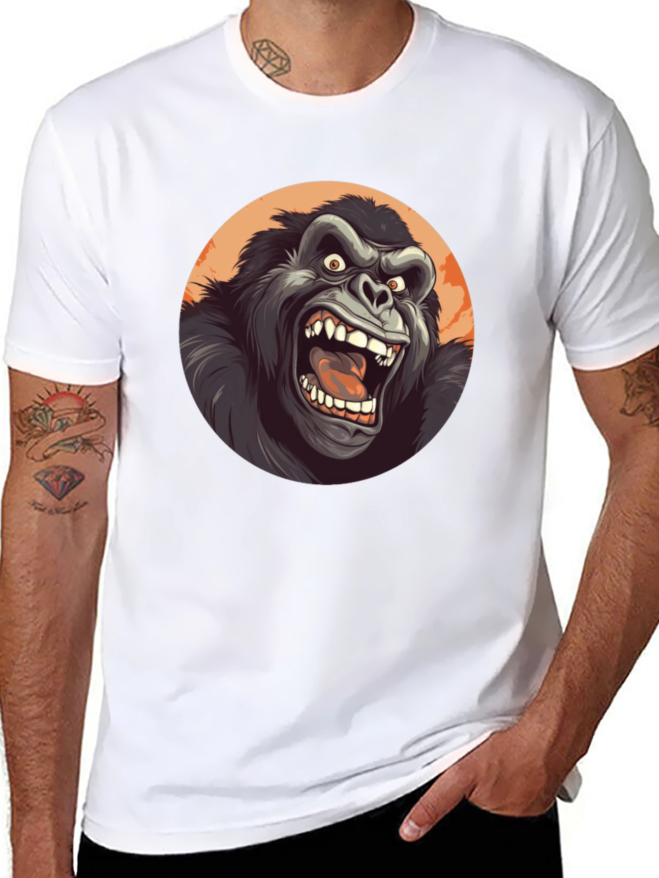 Roaring Gorilla Graphic Tee - Black Crew Neck