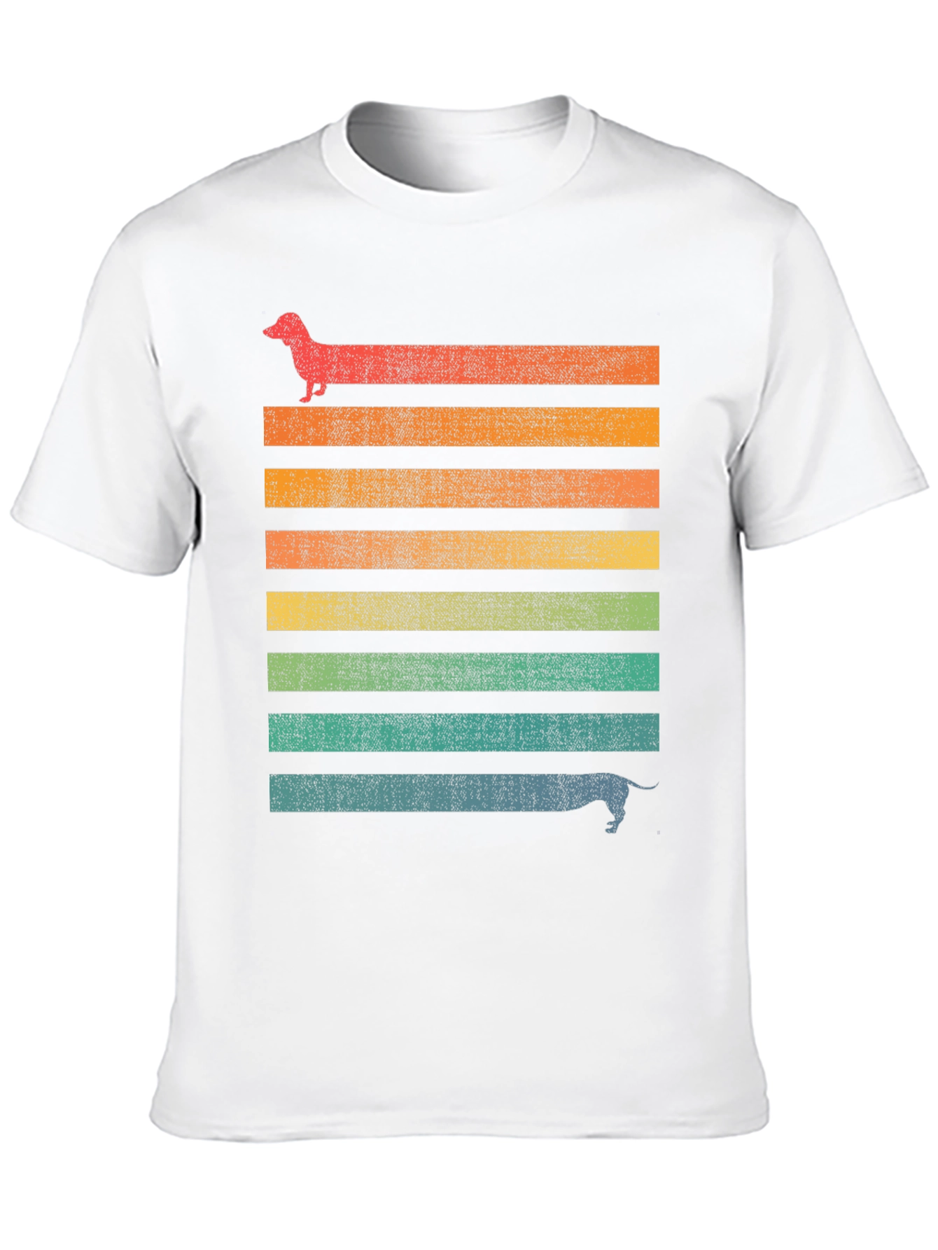 Retro Dachshund Striped Graphic T-Shirt