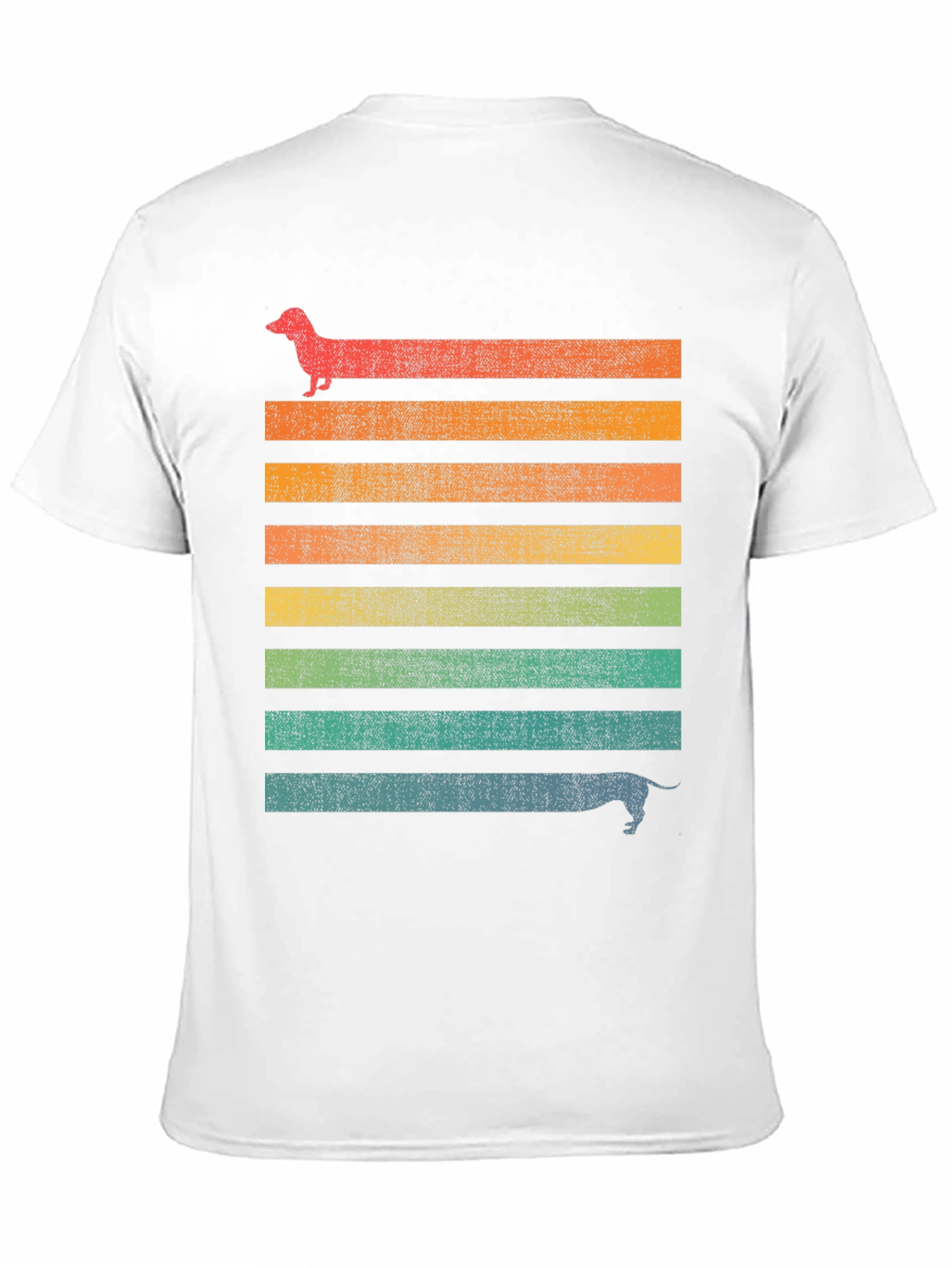 Retro Dachshund Striped Graphic T-Shirt