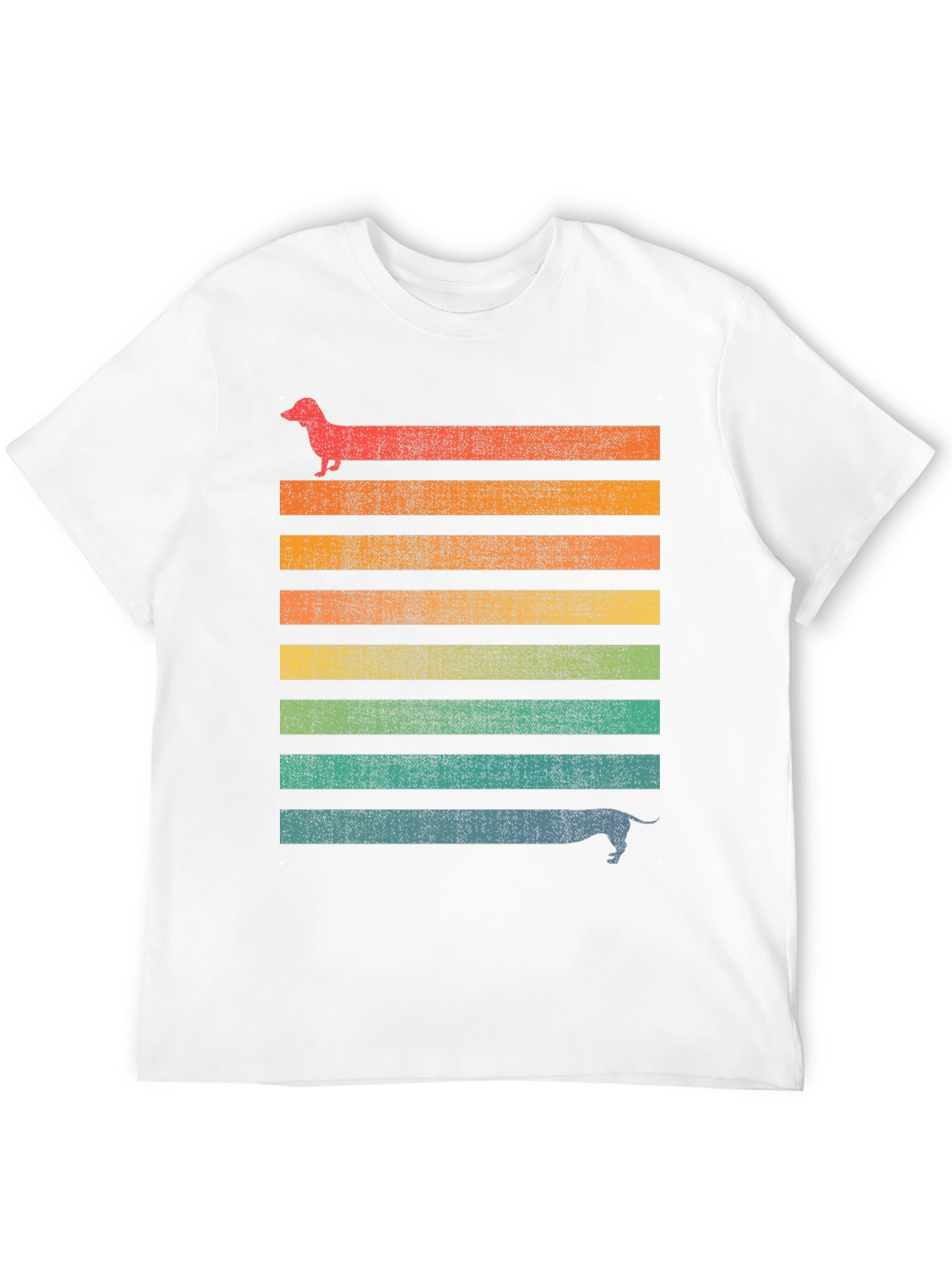 Retro Dachshund Striped Graphic T-Shirt