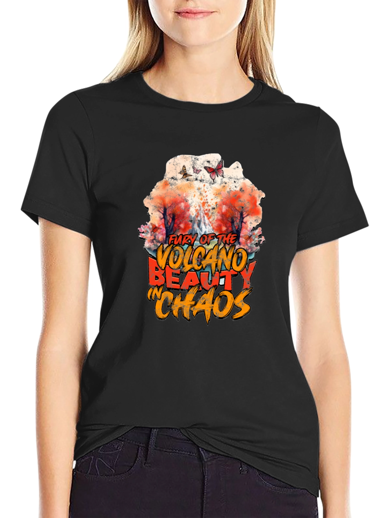 Volcano Beauty in Chaos Graphic T-Shirt