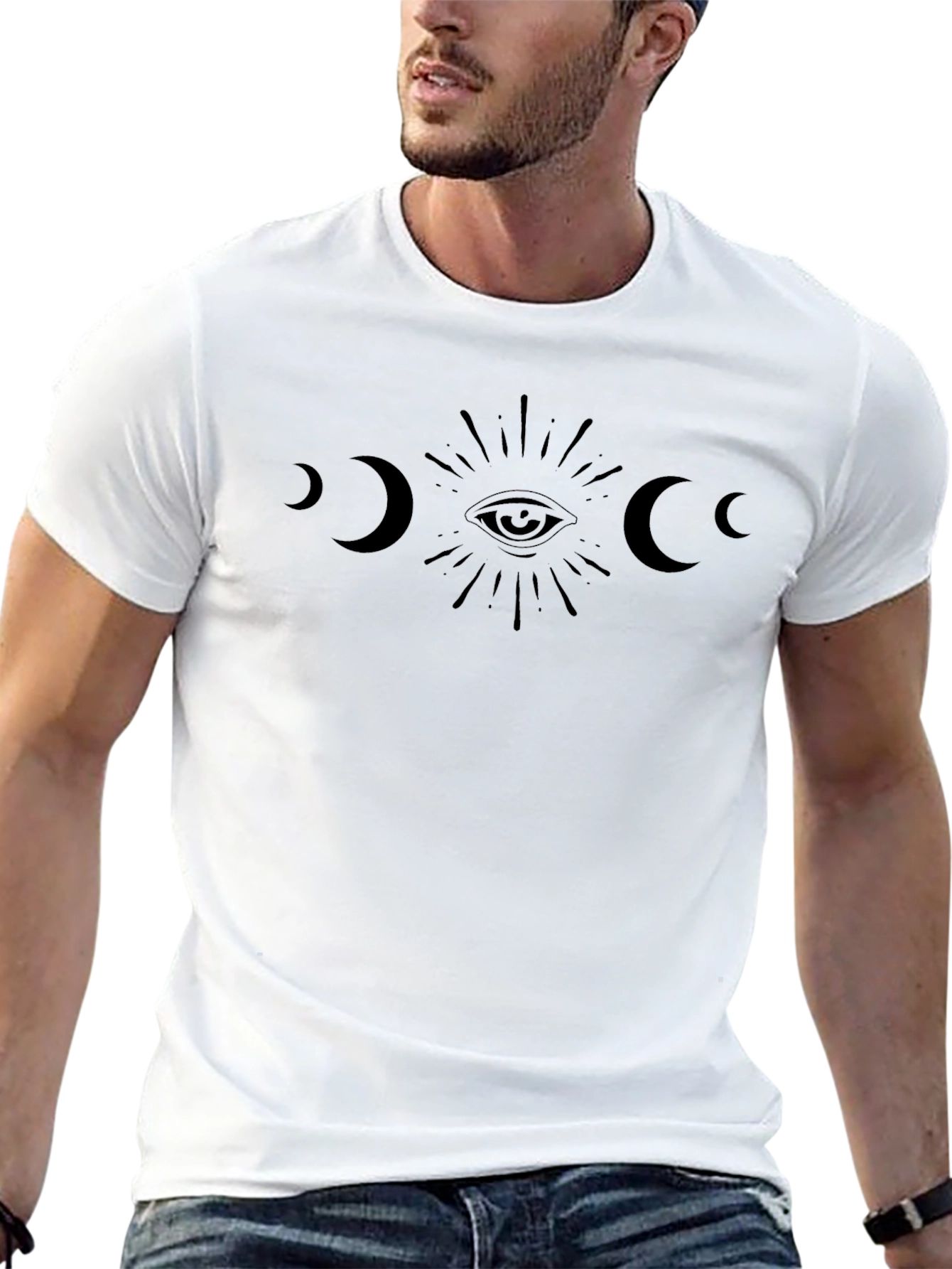 Mystic Eye & Moon Phases Black T-Shirt