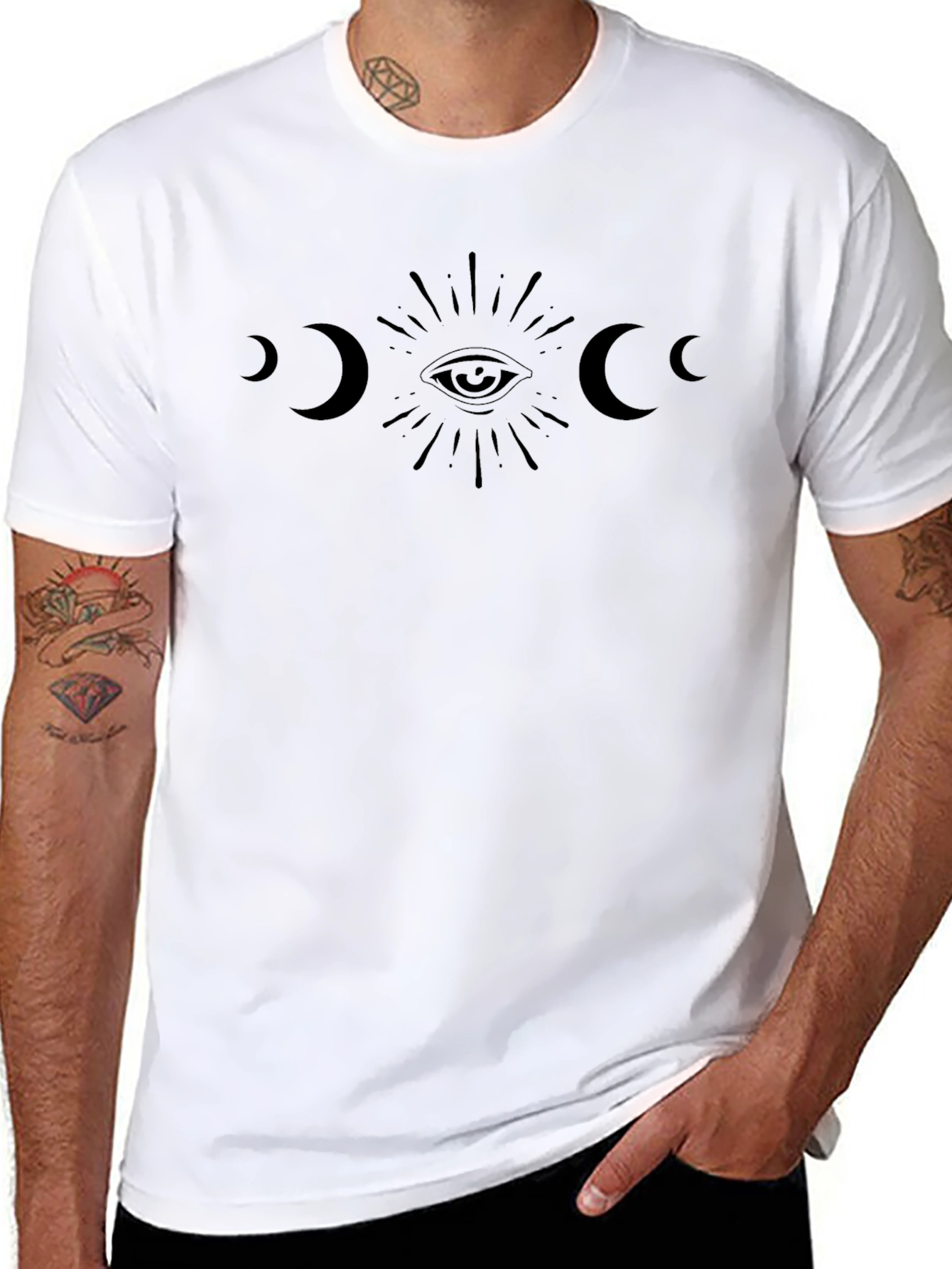 Mystic Eye & Moon Phases Black T-Shirt