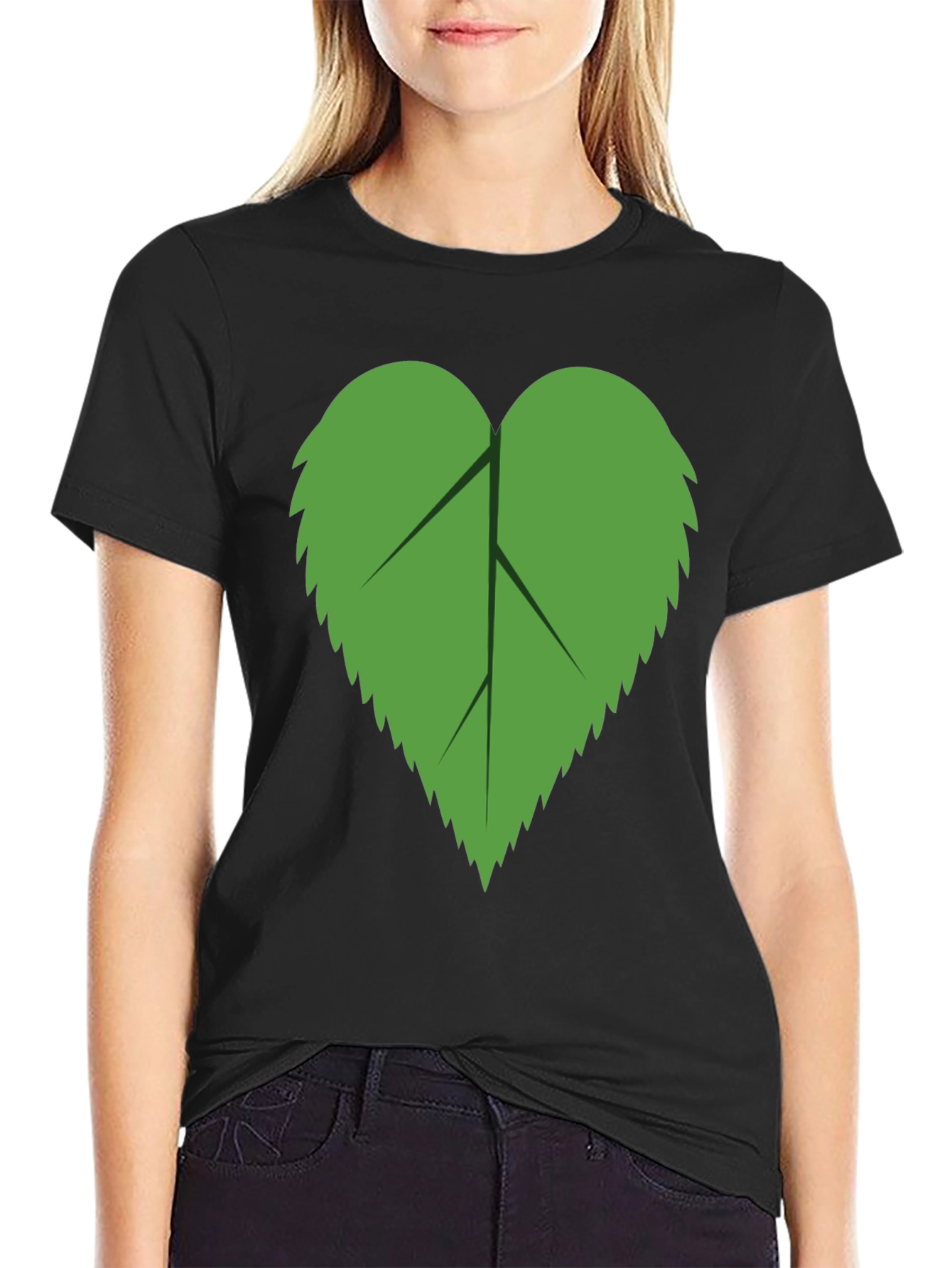 Leaf Graphic Tee - Black Casual Comfort