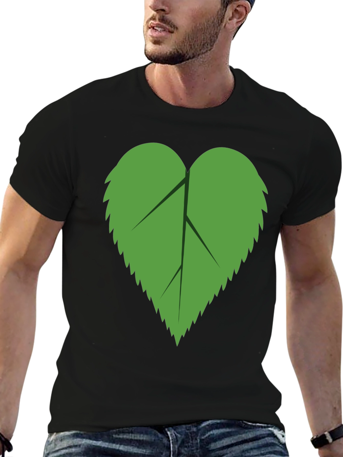 Leaf Graphic Tee - Black Casual Comfort