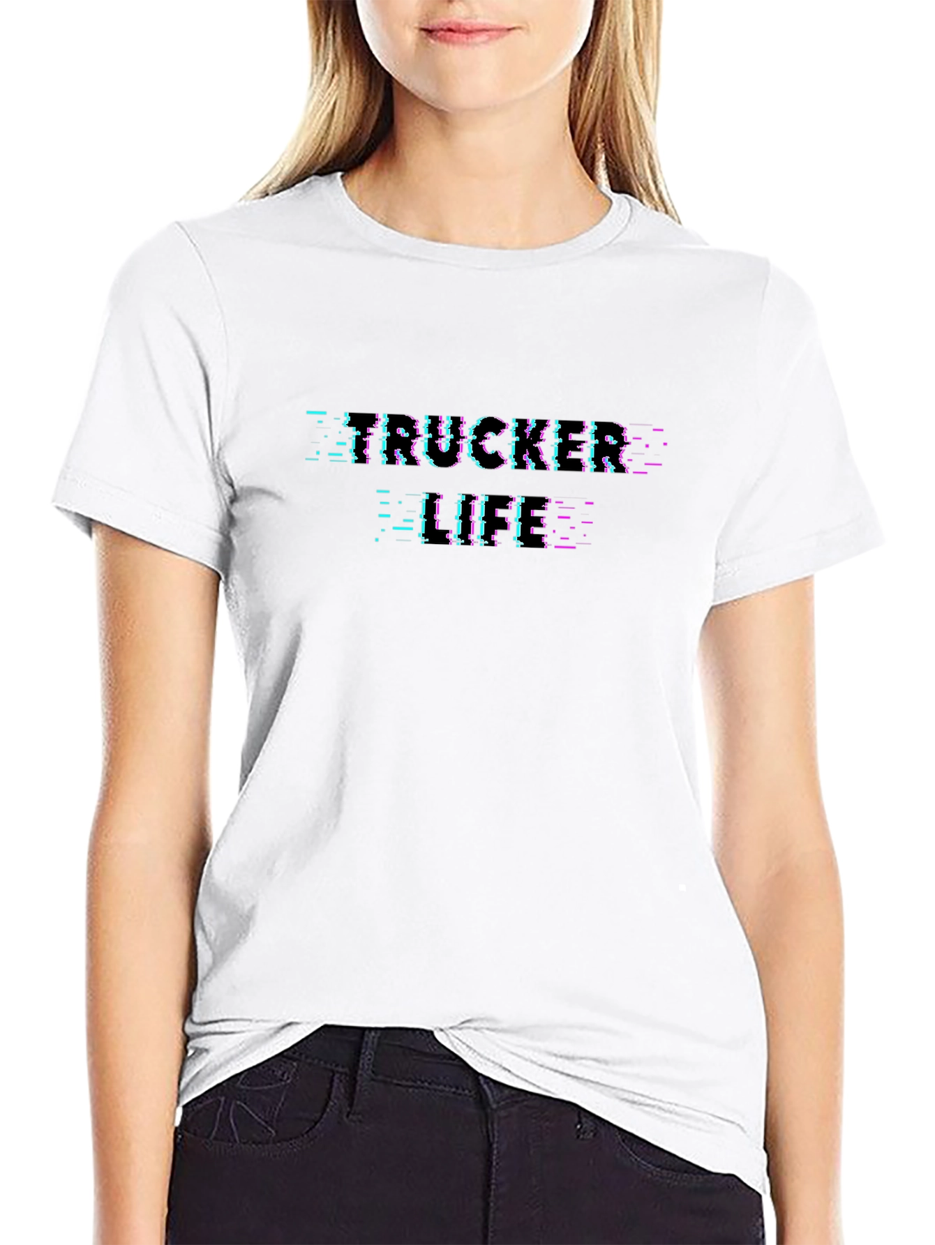 Trucker Glitch T-Shirt - Black