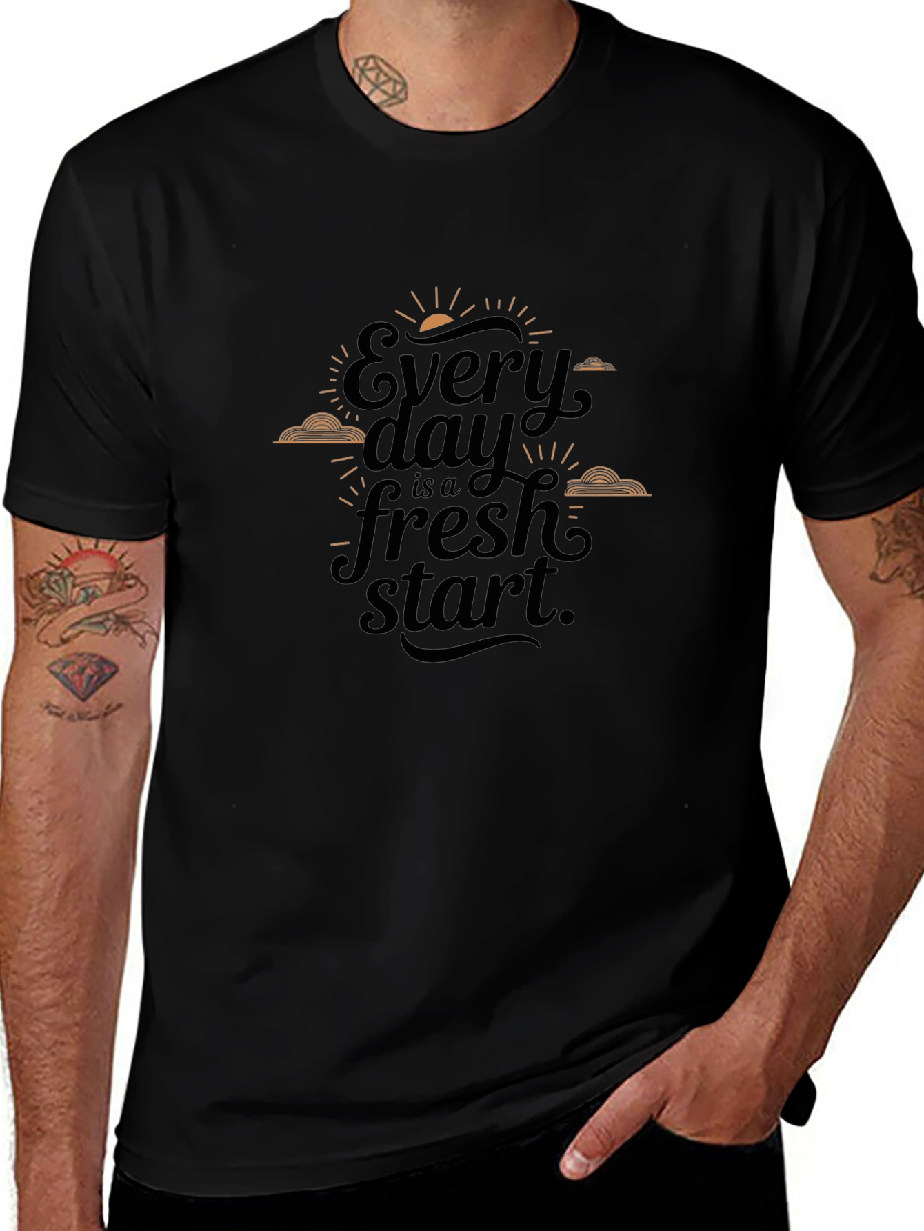 Every Day is a Fresh Start Black Graphic T-Shirt