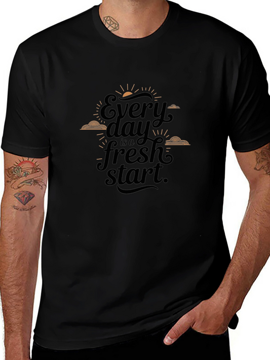 Every Day is a Fresh Start Black Graphic T-Shirt