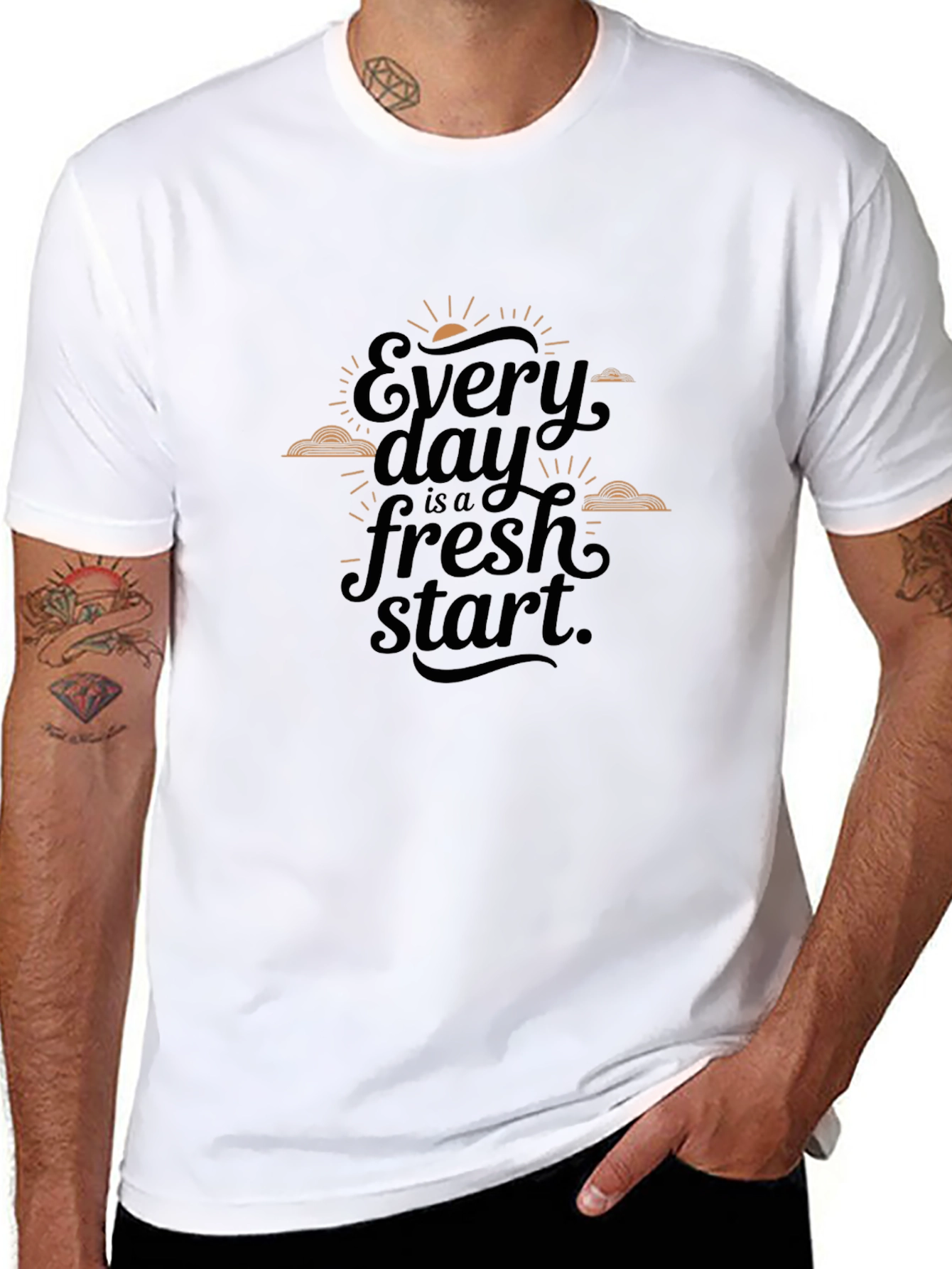 Every Day is a Fresh Start Black Graphic T-Shirt