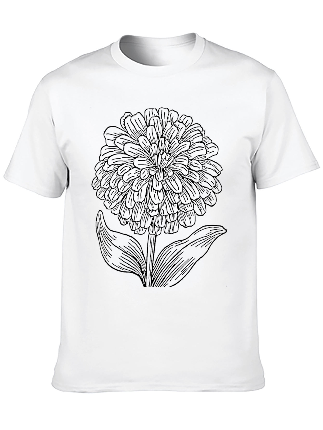 Mens Black T-Shirt with Floral Graphic