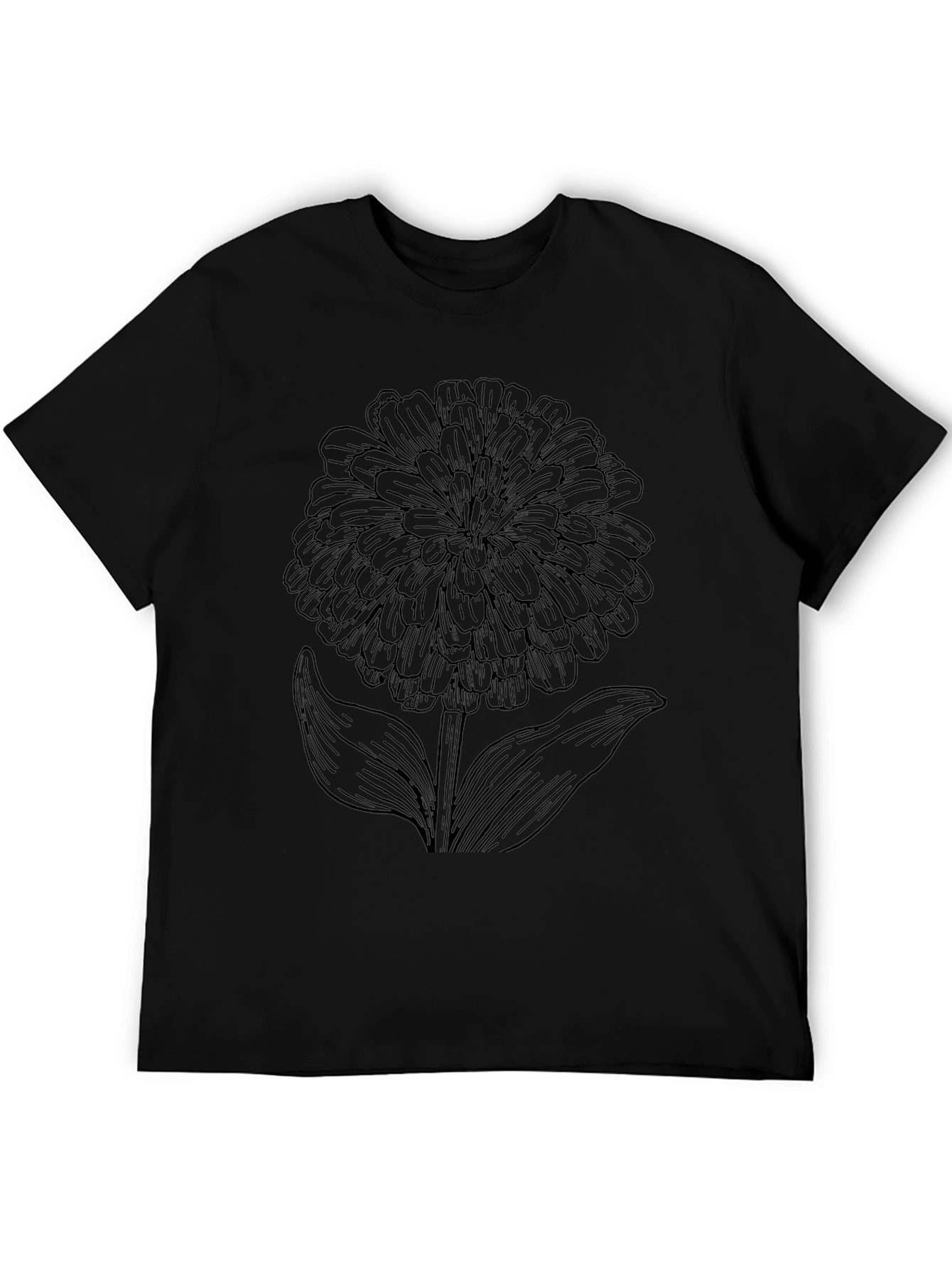 Mens Black T-Shirt with Floral Graphic