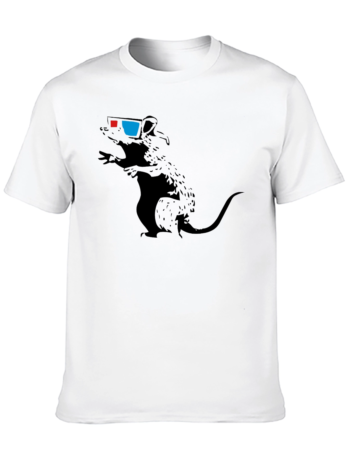 Rat with 3D Glasses Graphic Tee - Black