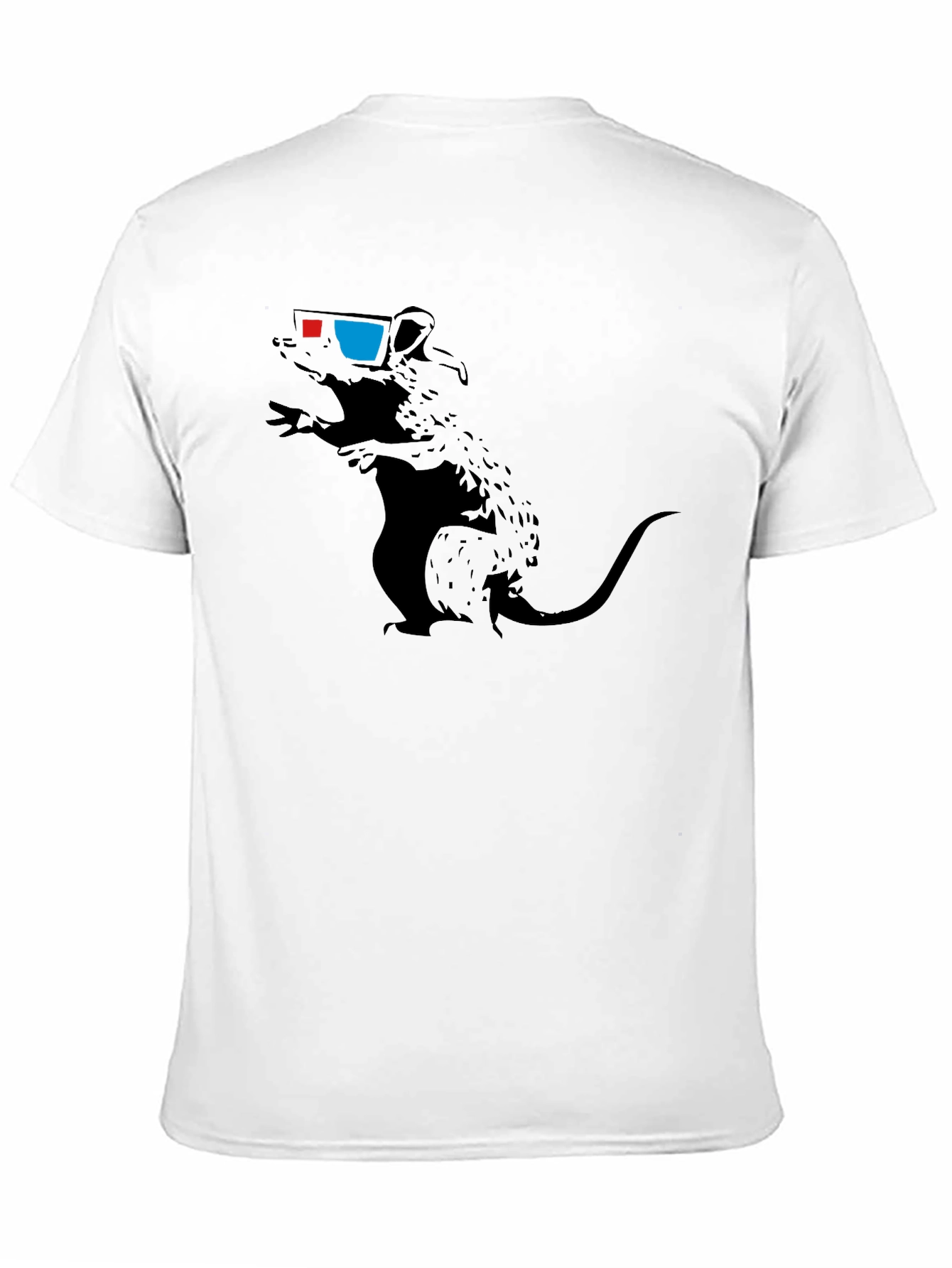 Rat with 3D Glasses Graphic Tee - Black
