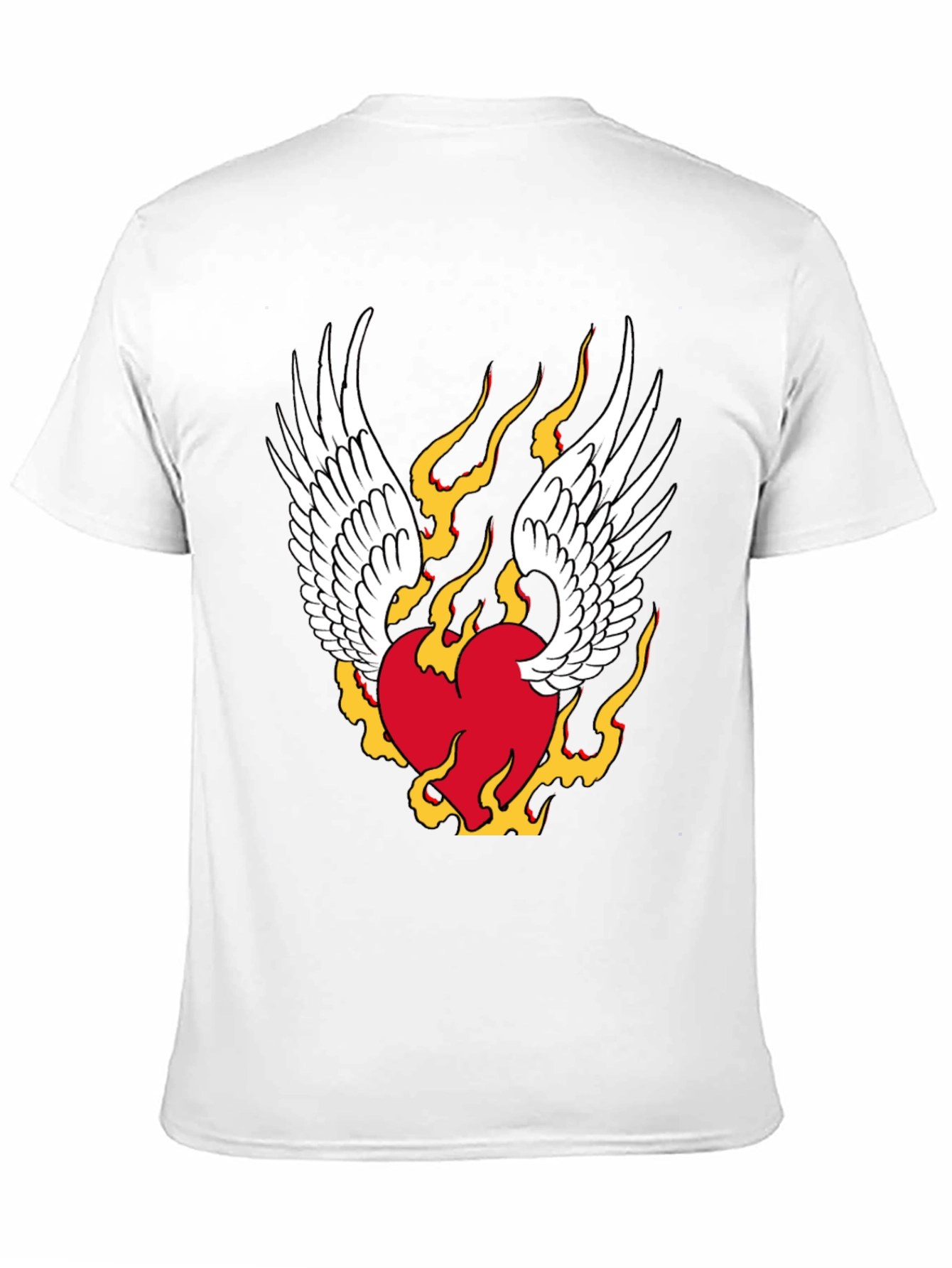 Winged Flaming Heart Graphic Tee - Stylish Black Shirt