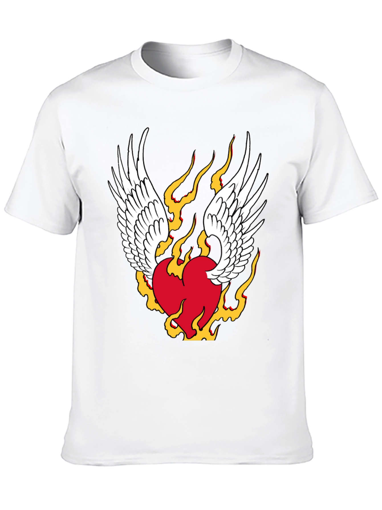 Winged Flaming Heart Graphic Tee - Stylish Black Shirt