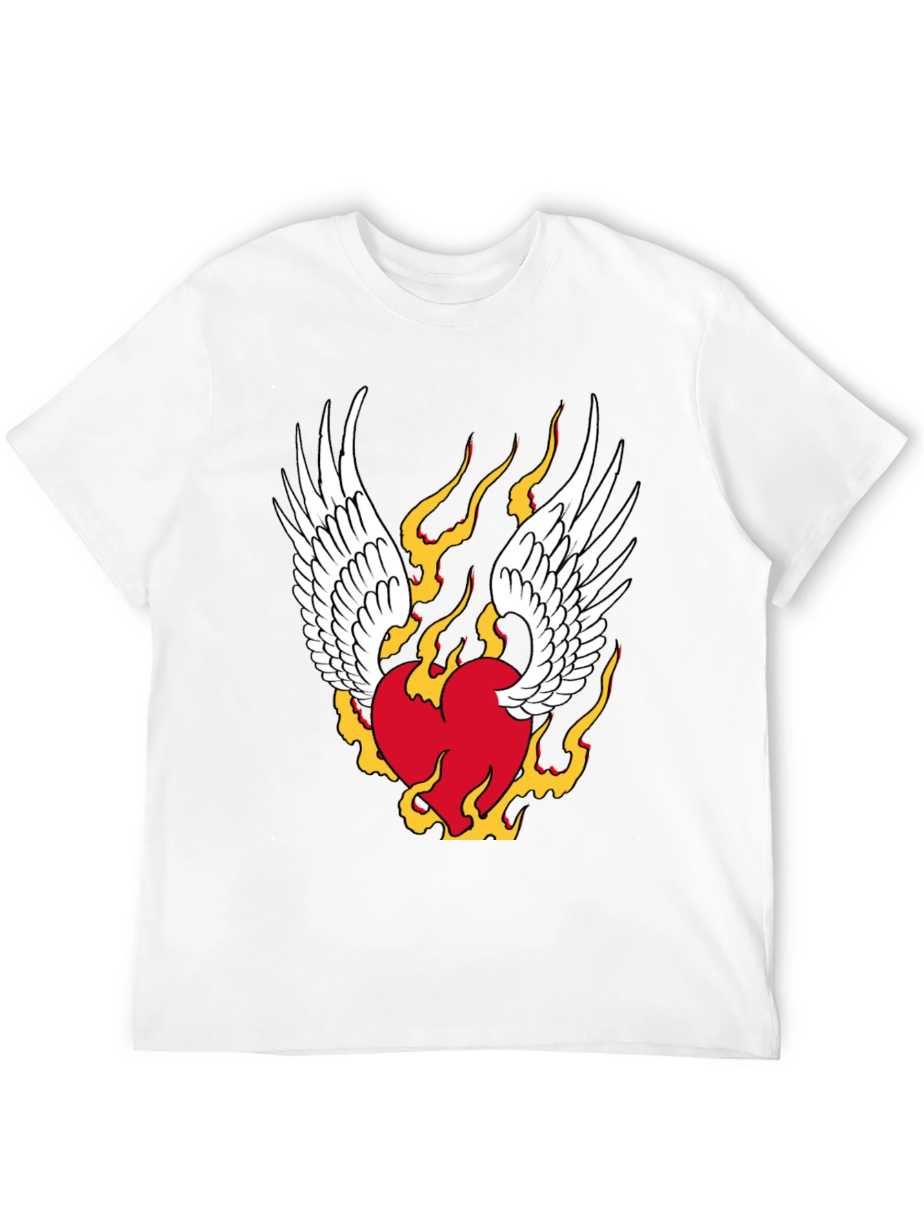 Winged Flaming Heart Graphic Tee - Stylish Black Shirt