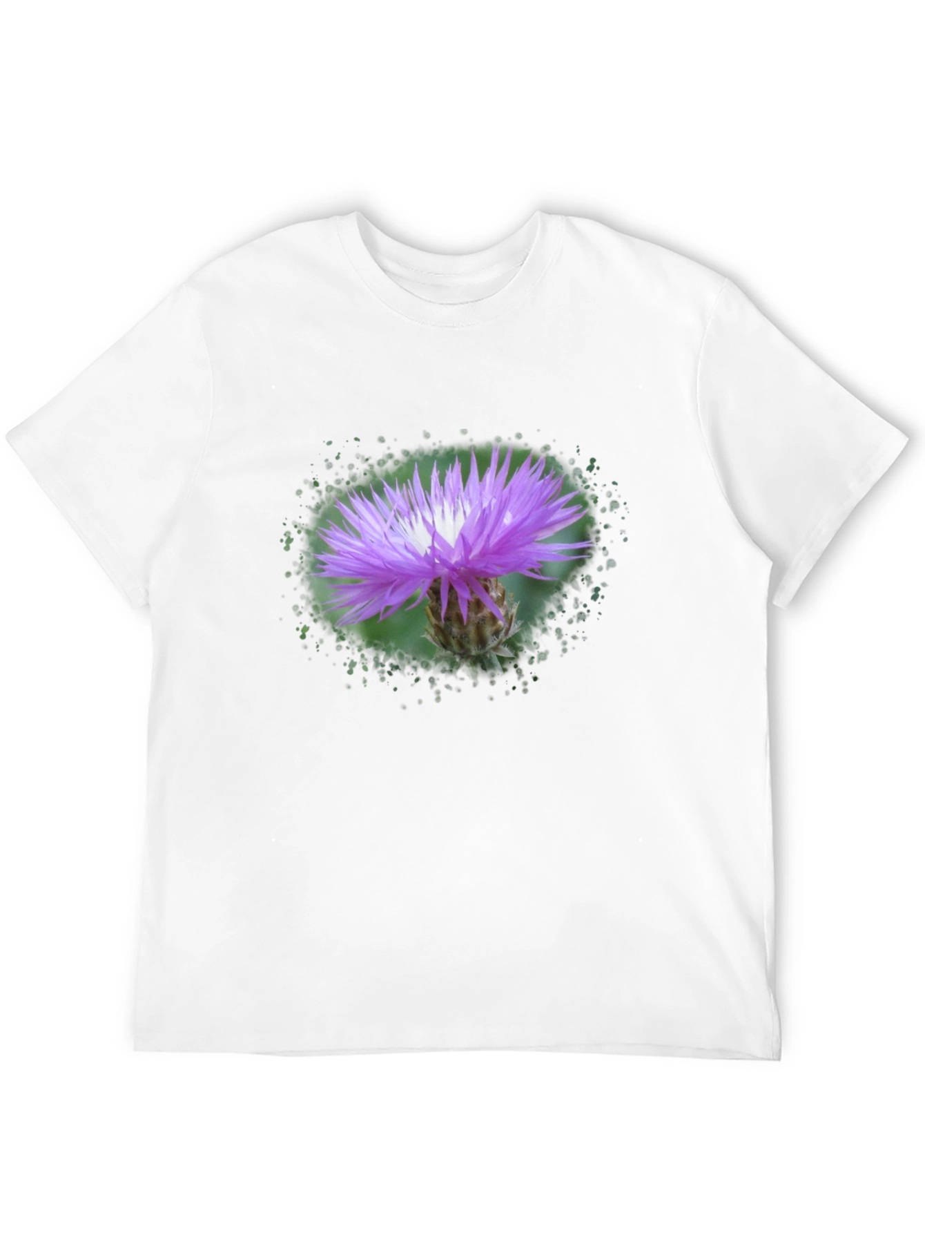 Floral Print Tee - Purple Thistle Graphic T-Shirt