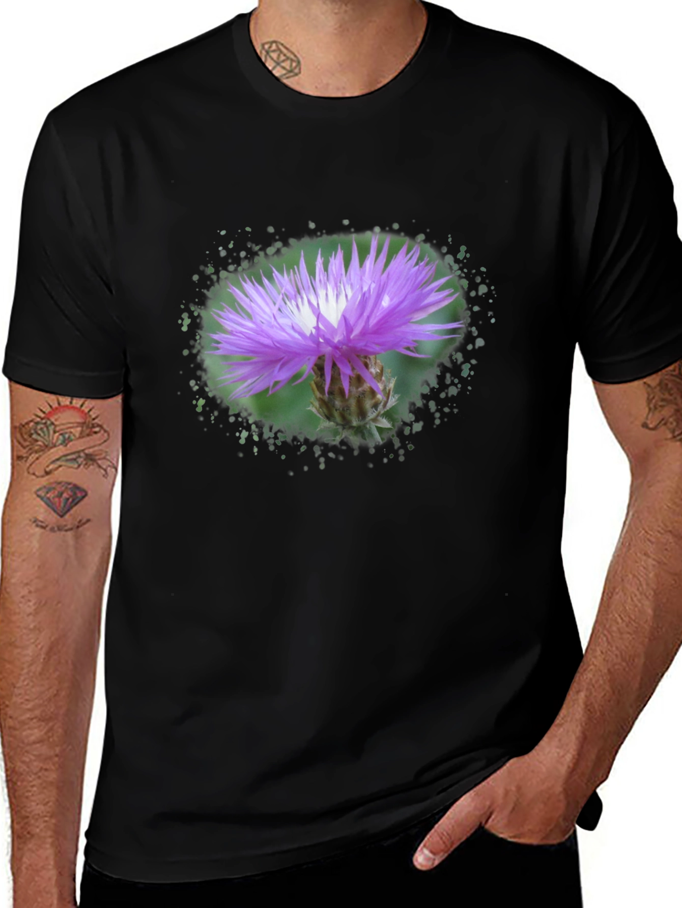 Floral Print Tee - Purple Thistle Graphic T-Shirt